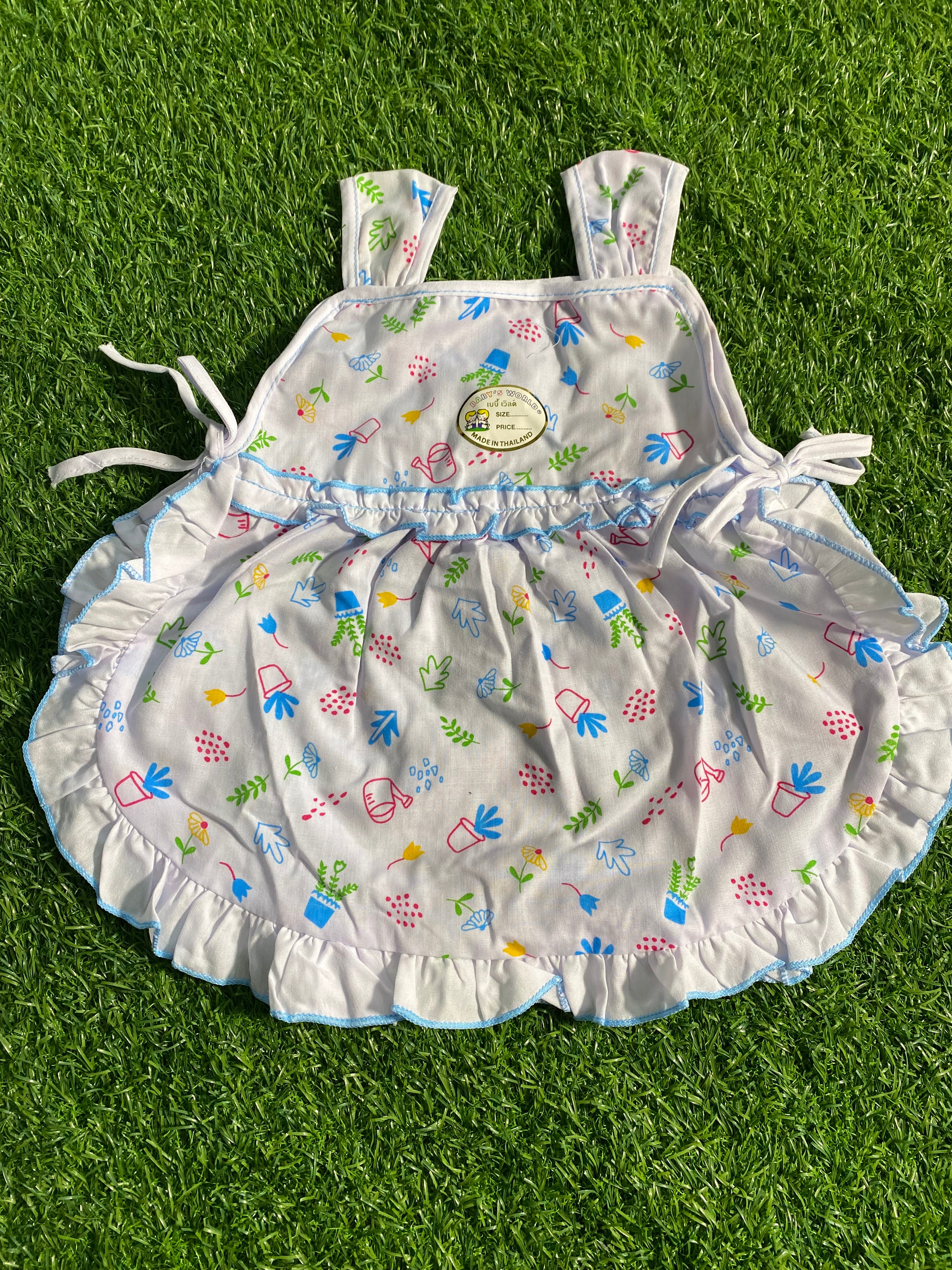 Cute Baby Girl Frock – Pink & White Frill Dress with Floral Embroidery and more designs