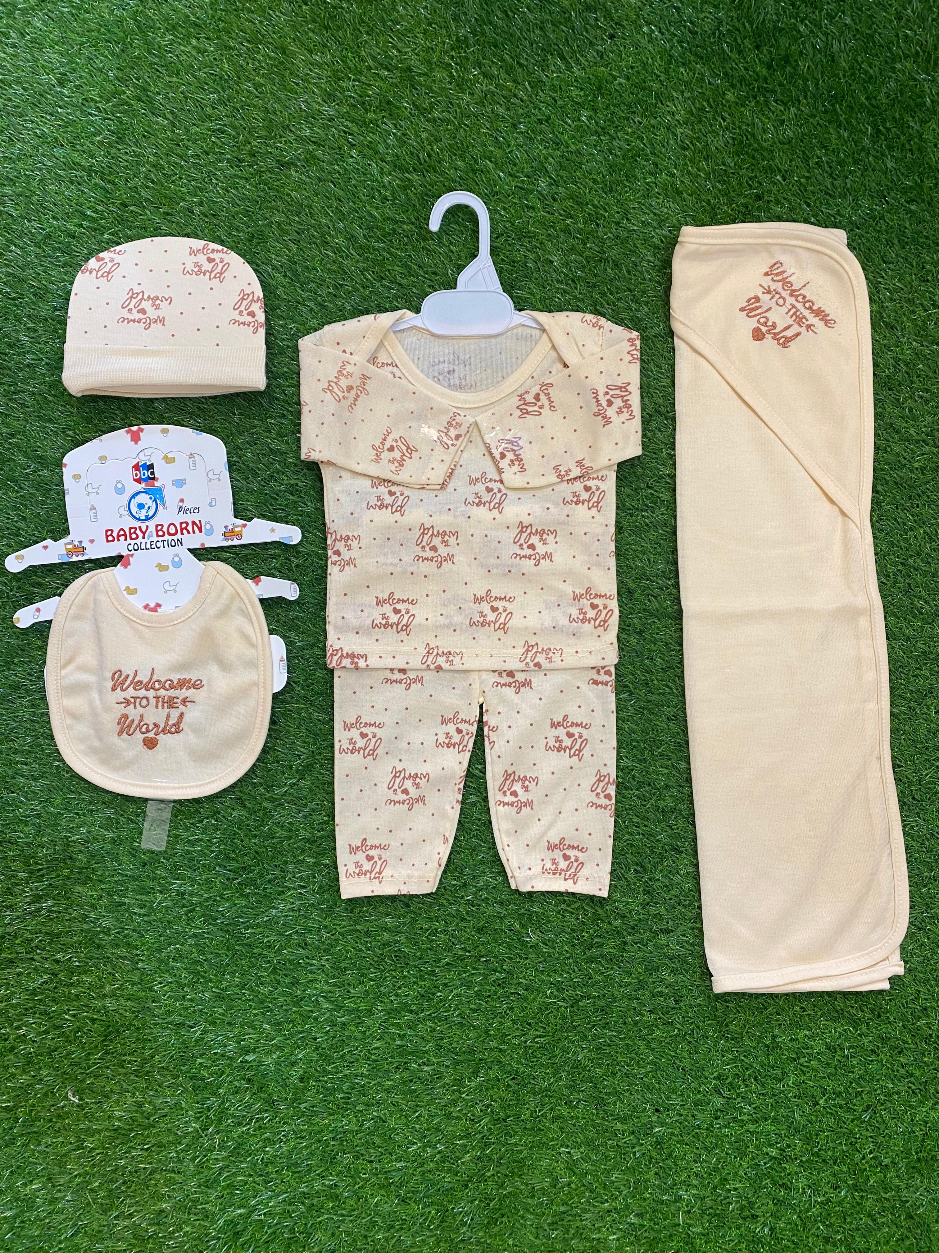 Newborn Baby 5 Pcs Starter Set – “Welcome to the World”