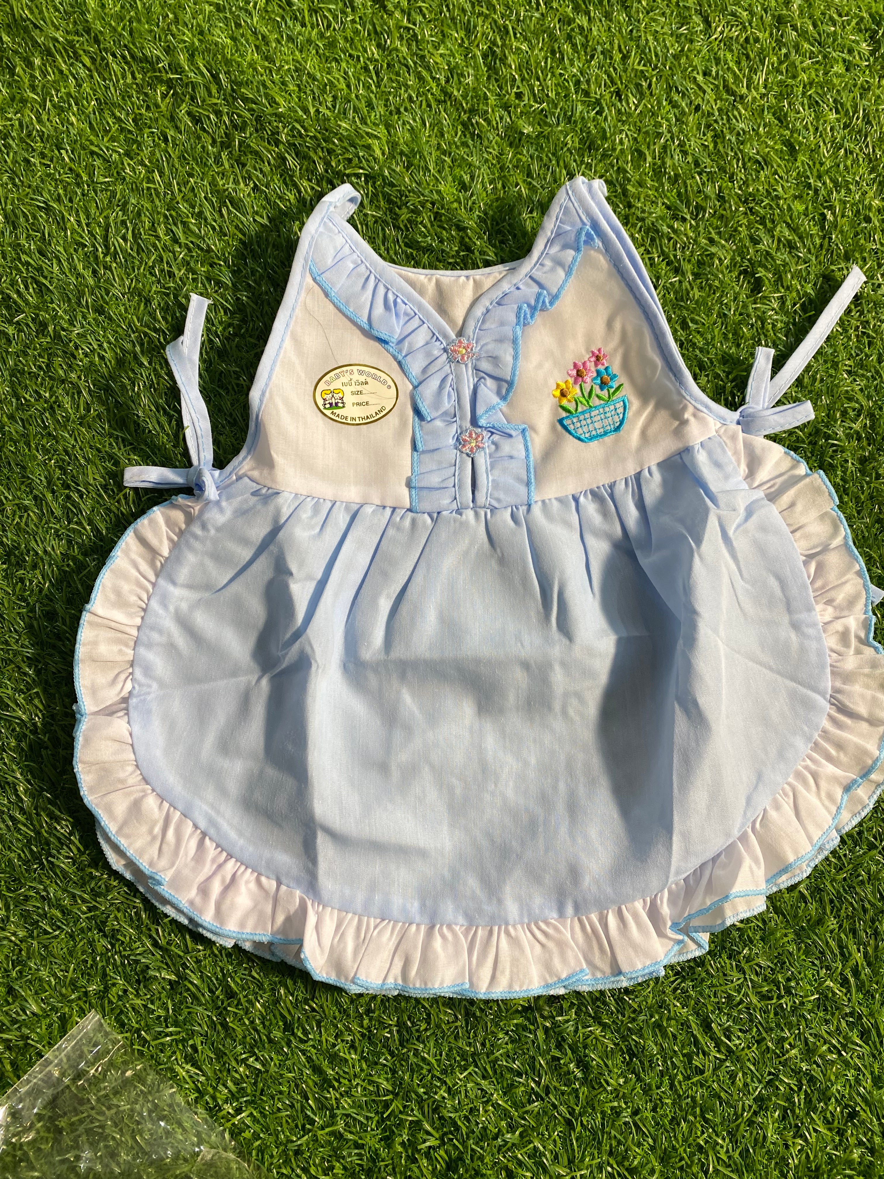Cute Baby Girl Frock – Pink & White Frill Dress with Floral Embroidery and more designs