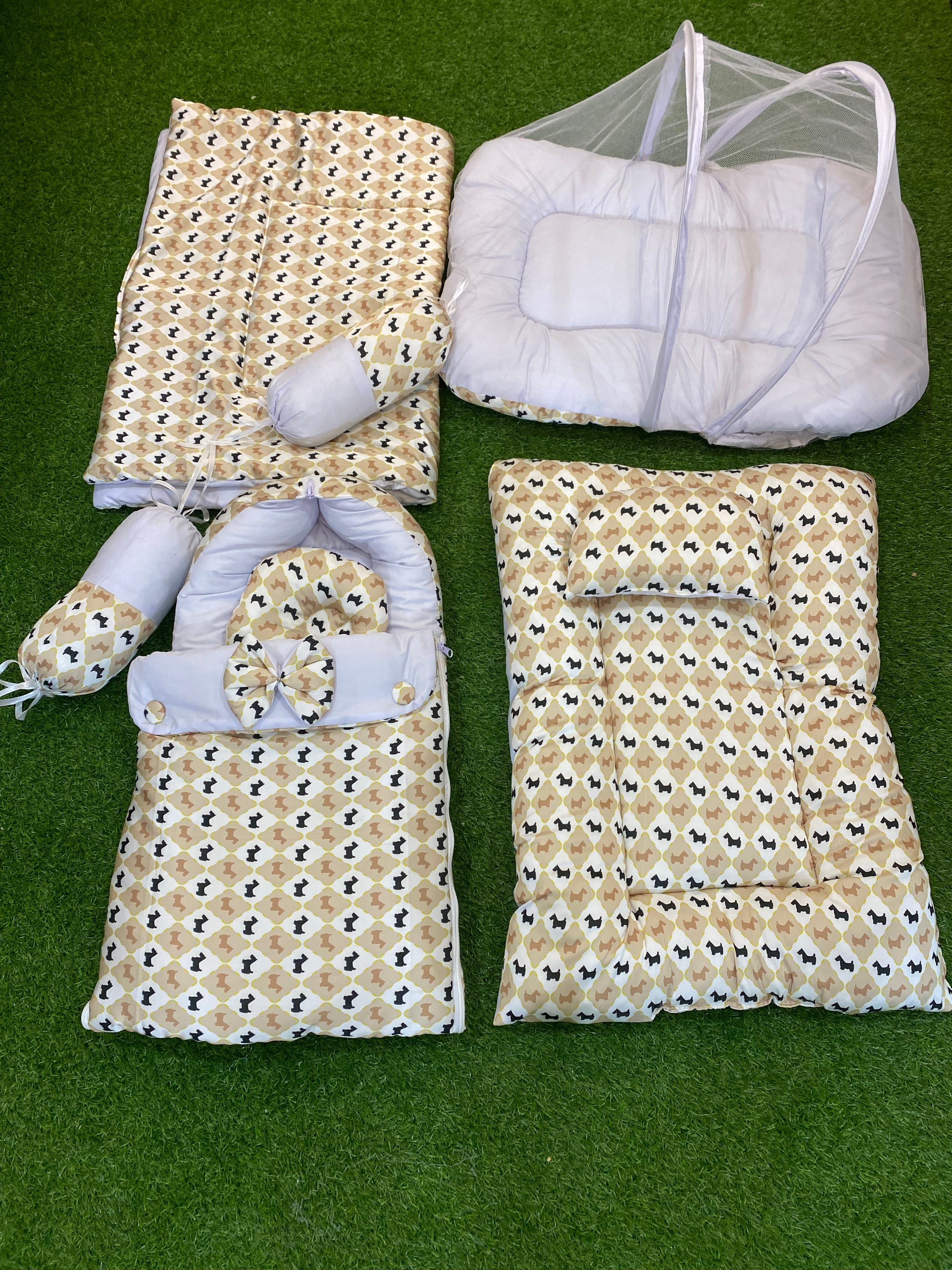 8pcs newborn baby silk bed set for 0 to 8 months washable