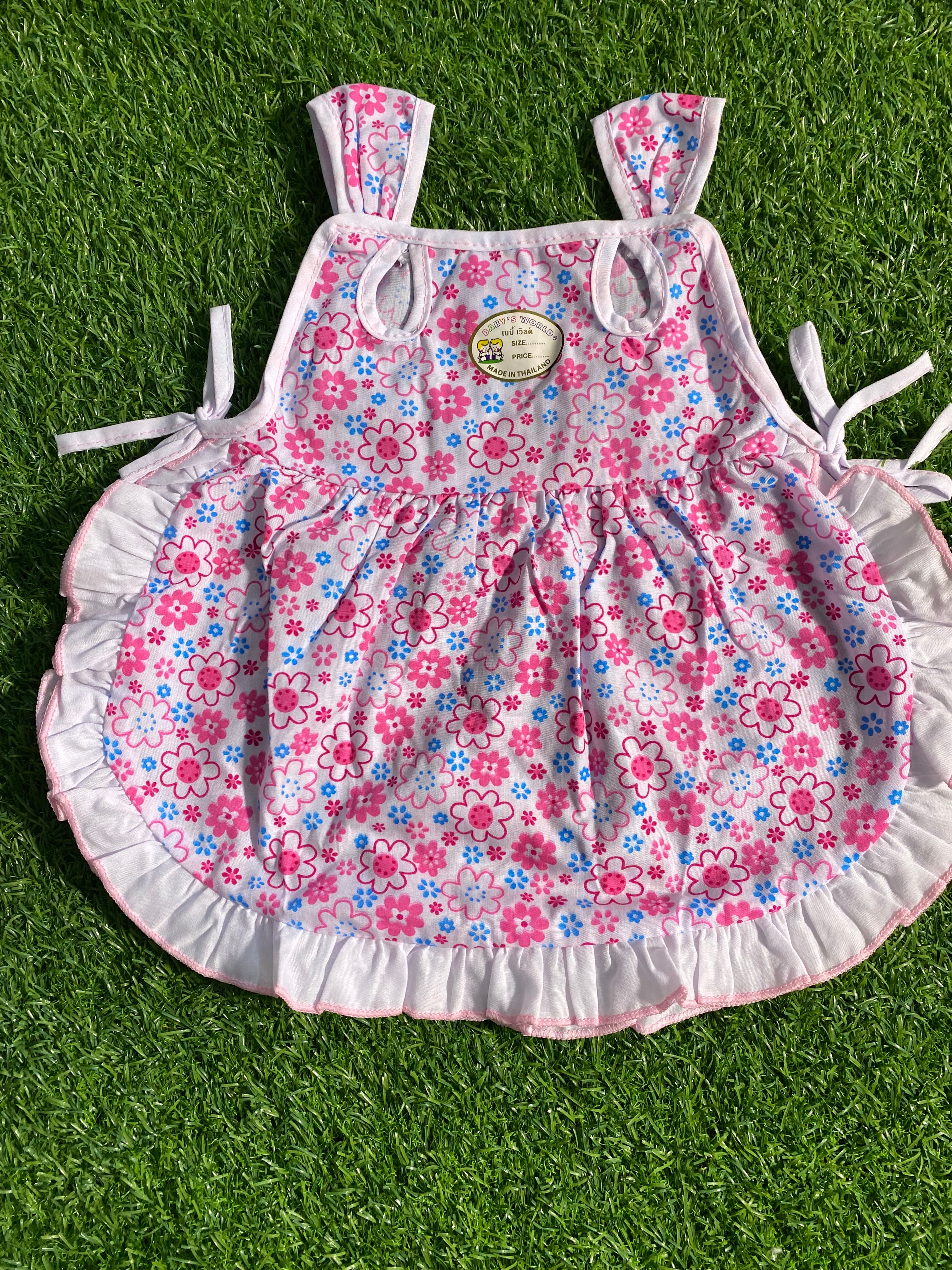 Cute Baby Girl Frock – Pink & White Frill Dress with Floral Embroidery and more designs