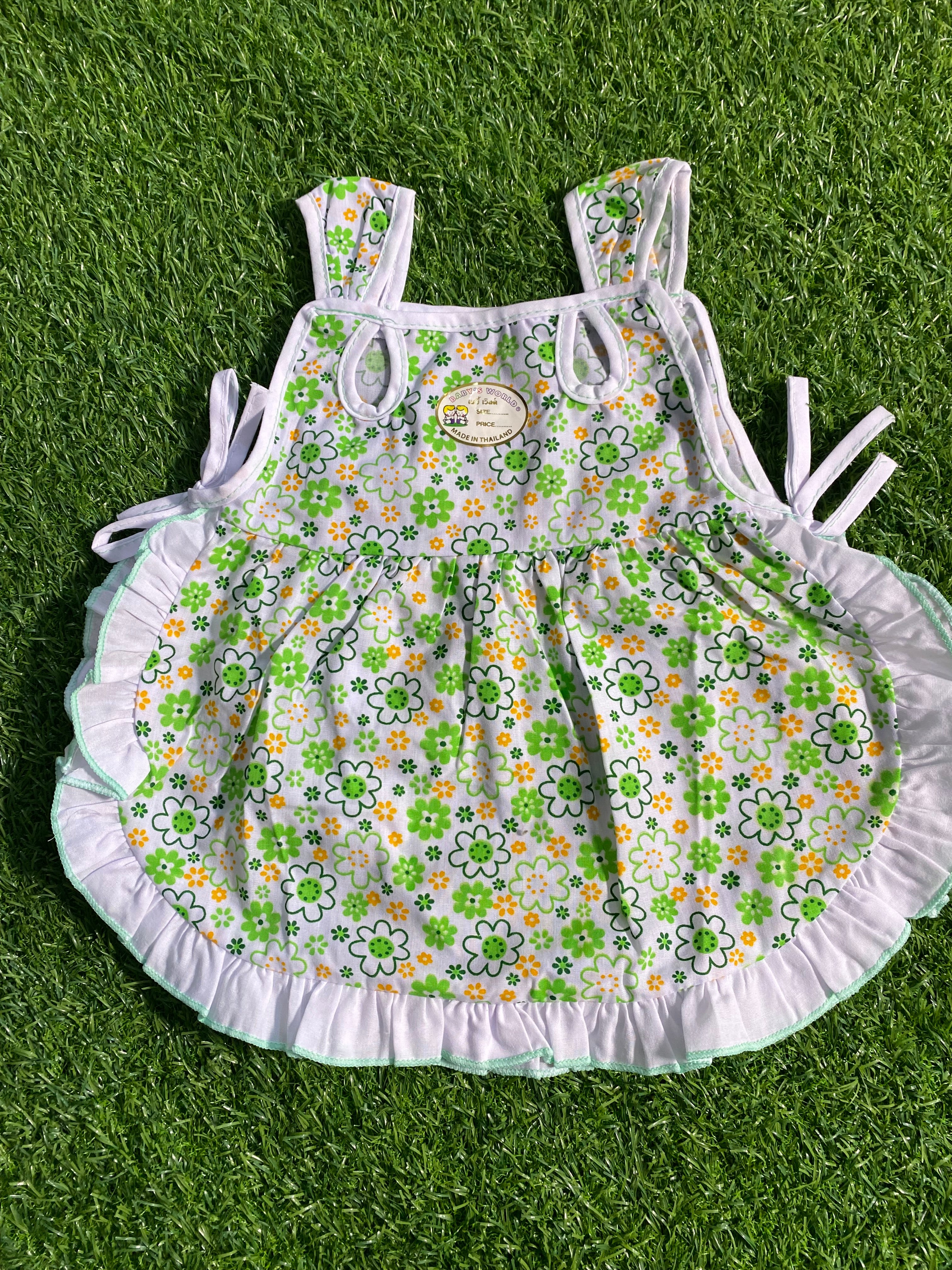 Cute Baby Girl Frock – Pink & White Frill Dress with Floral Embroidery and more designs
