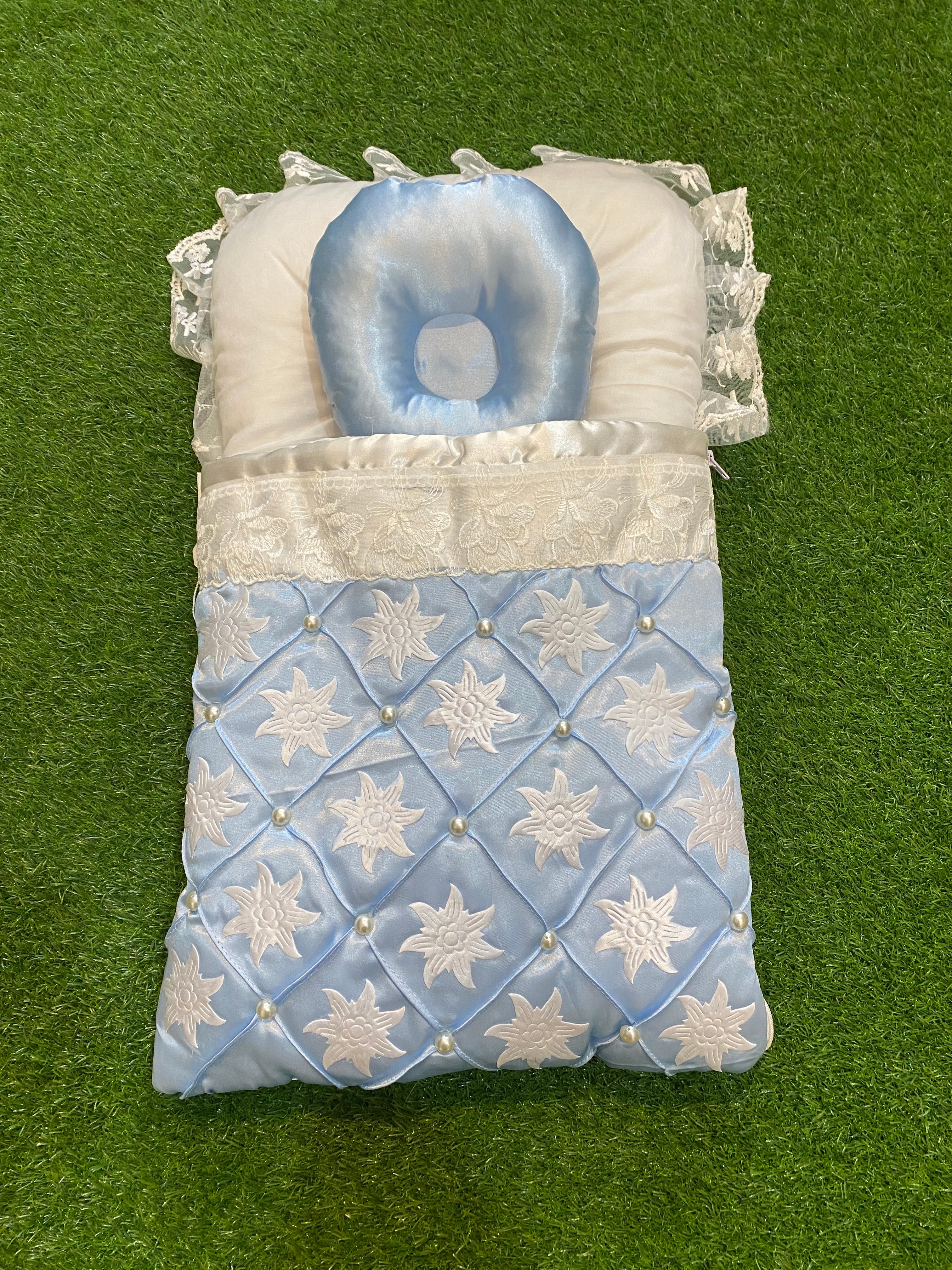 Newborn Baby Carry Nest – Soft, Cozy & Beautiful Pearl & Flower Designed Front Sleeping Bed