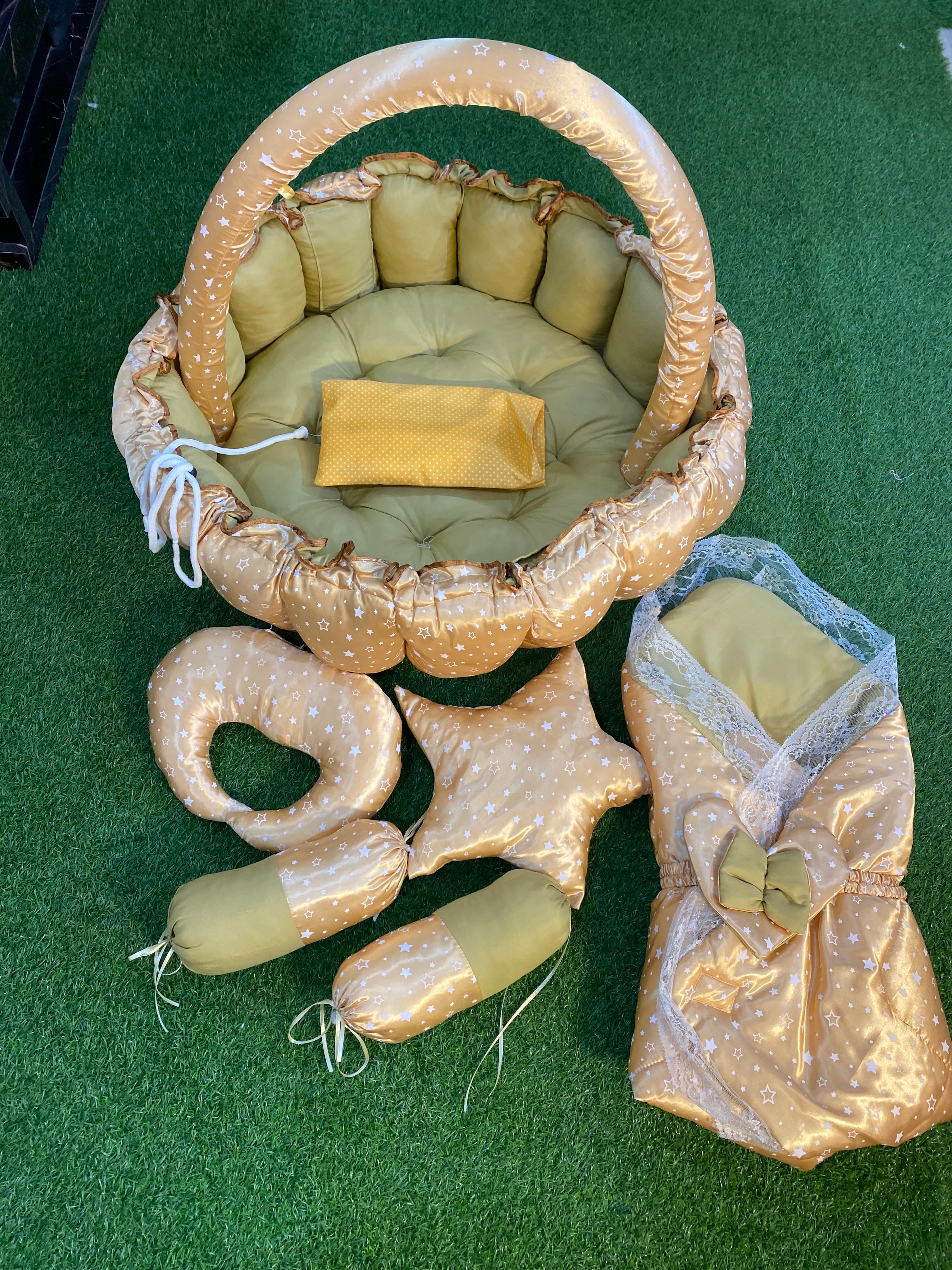 11pcs silk bed set round for 0 to 12 months newborn baby