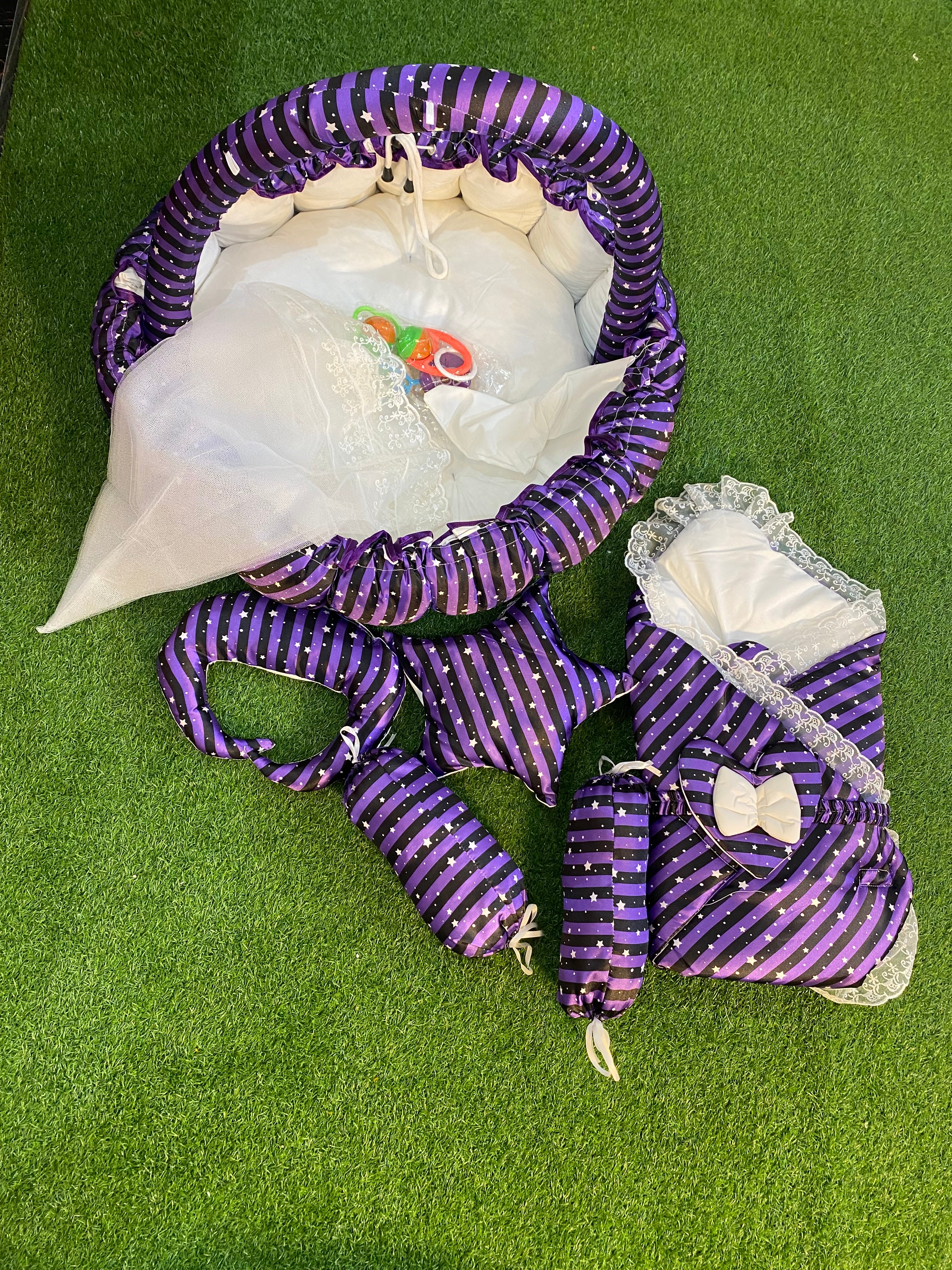 11pcs silk bed set round for 0 to 12 months newborn baby