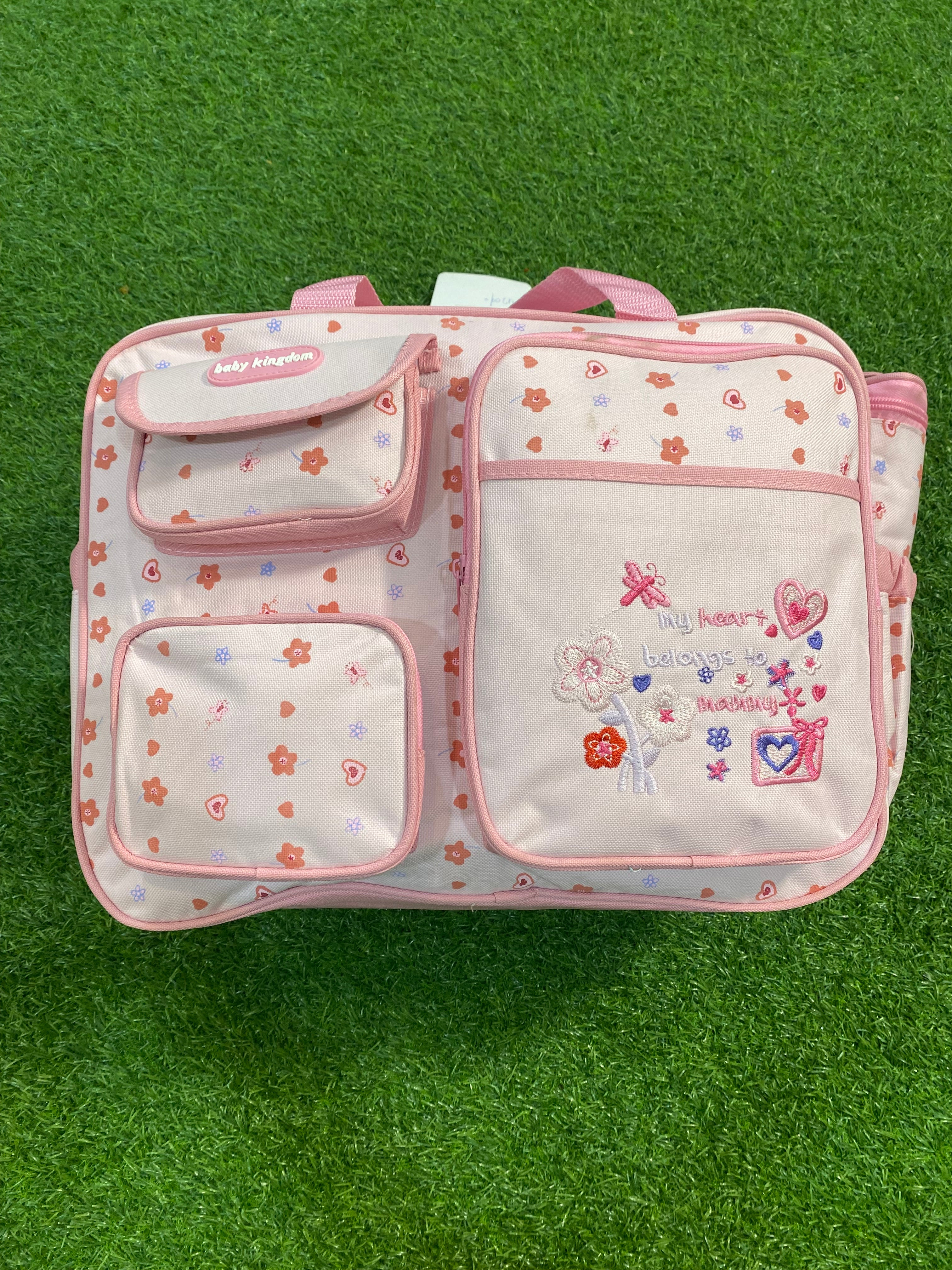 2 Pcs Mothercare Bag Set, Baby Kingdom Pink Diaper Bag with bottle mini bag