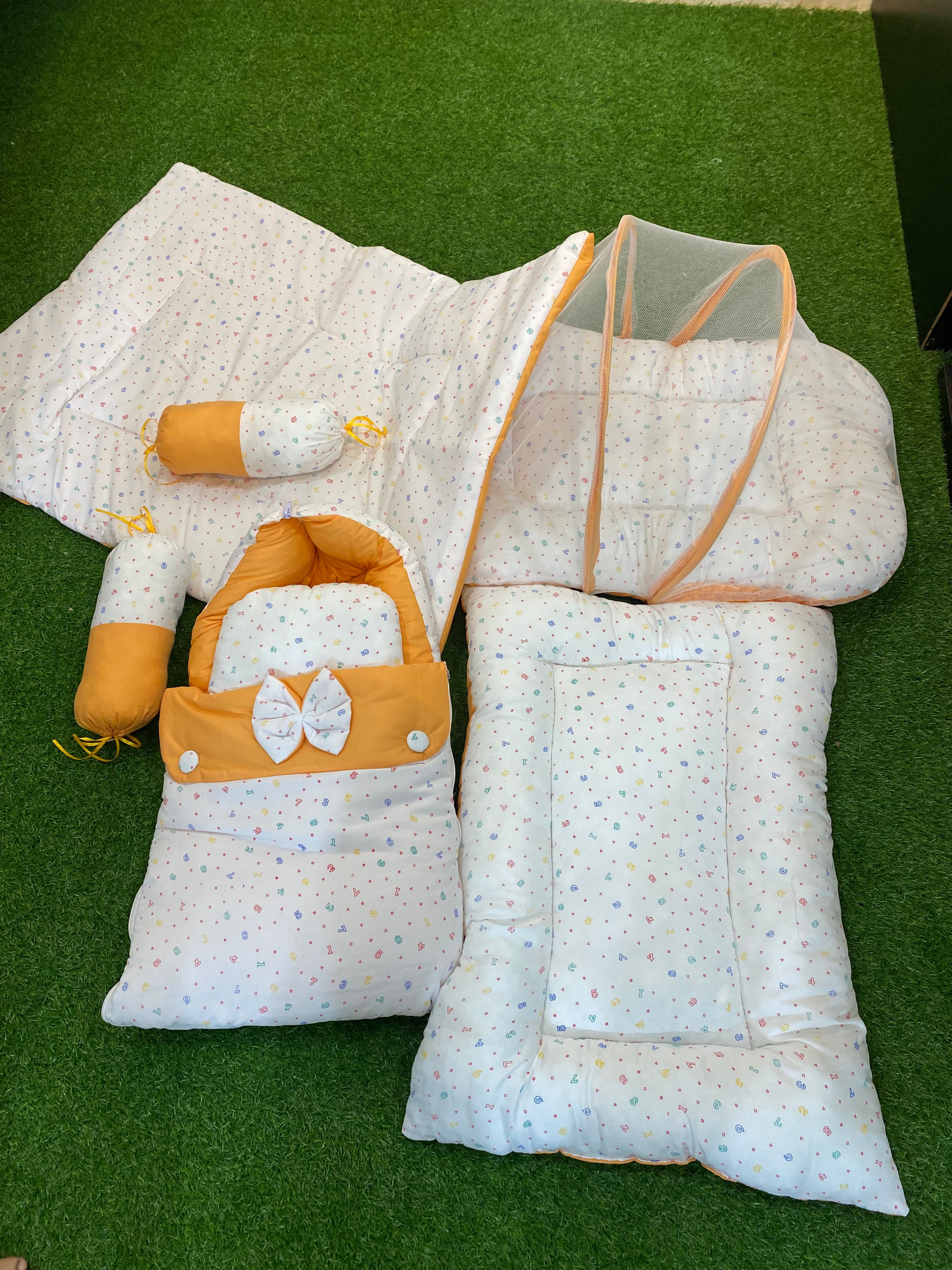 8pcs newborn baby silk bed set for 0 to 8 months washable
