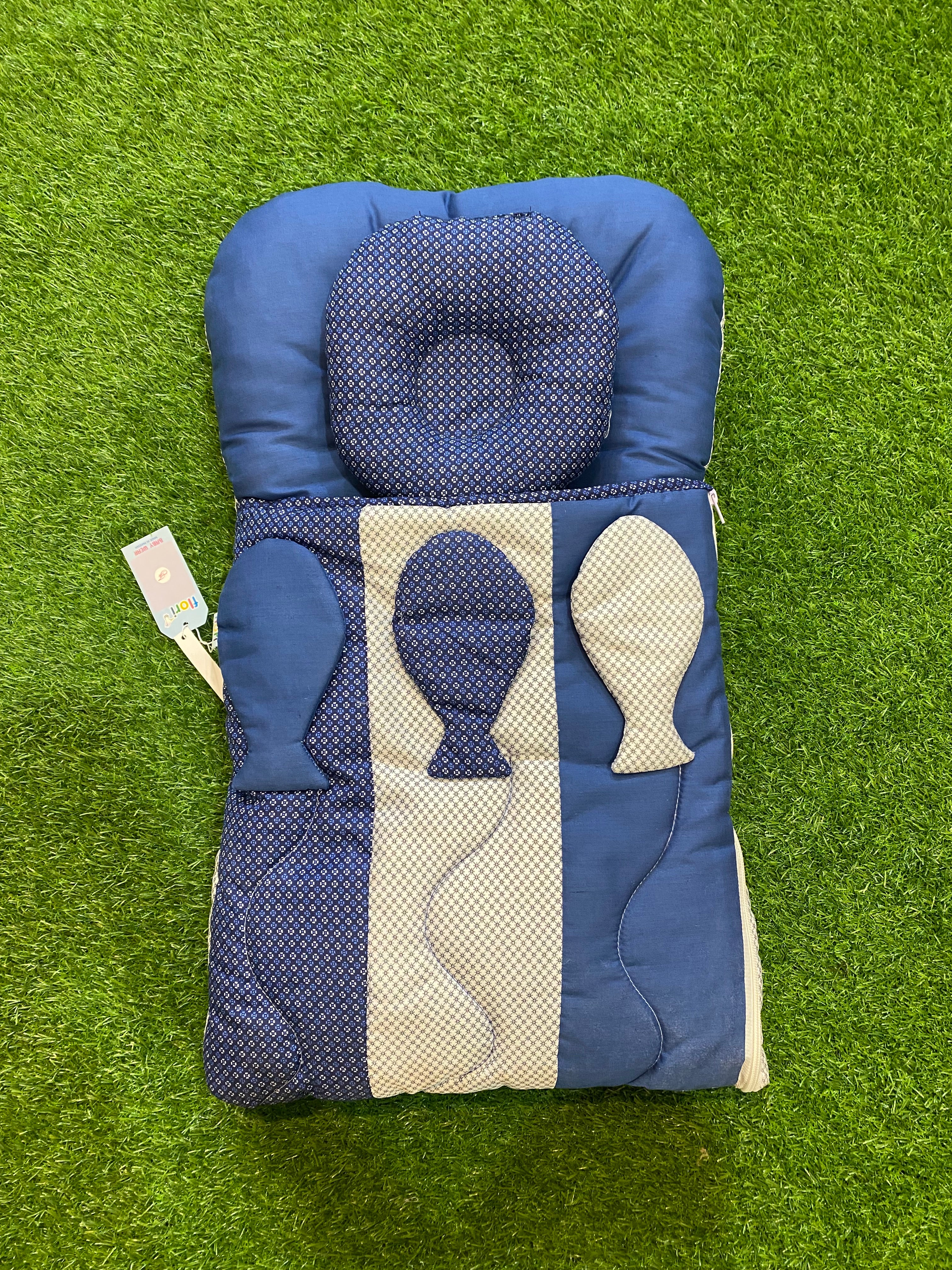 Newborn Baby Carry Nest with Pillow – Soft & Cozy Fish Design Sleeping Bag