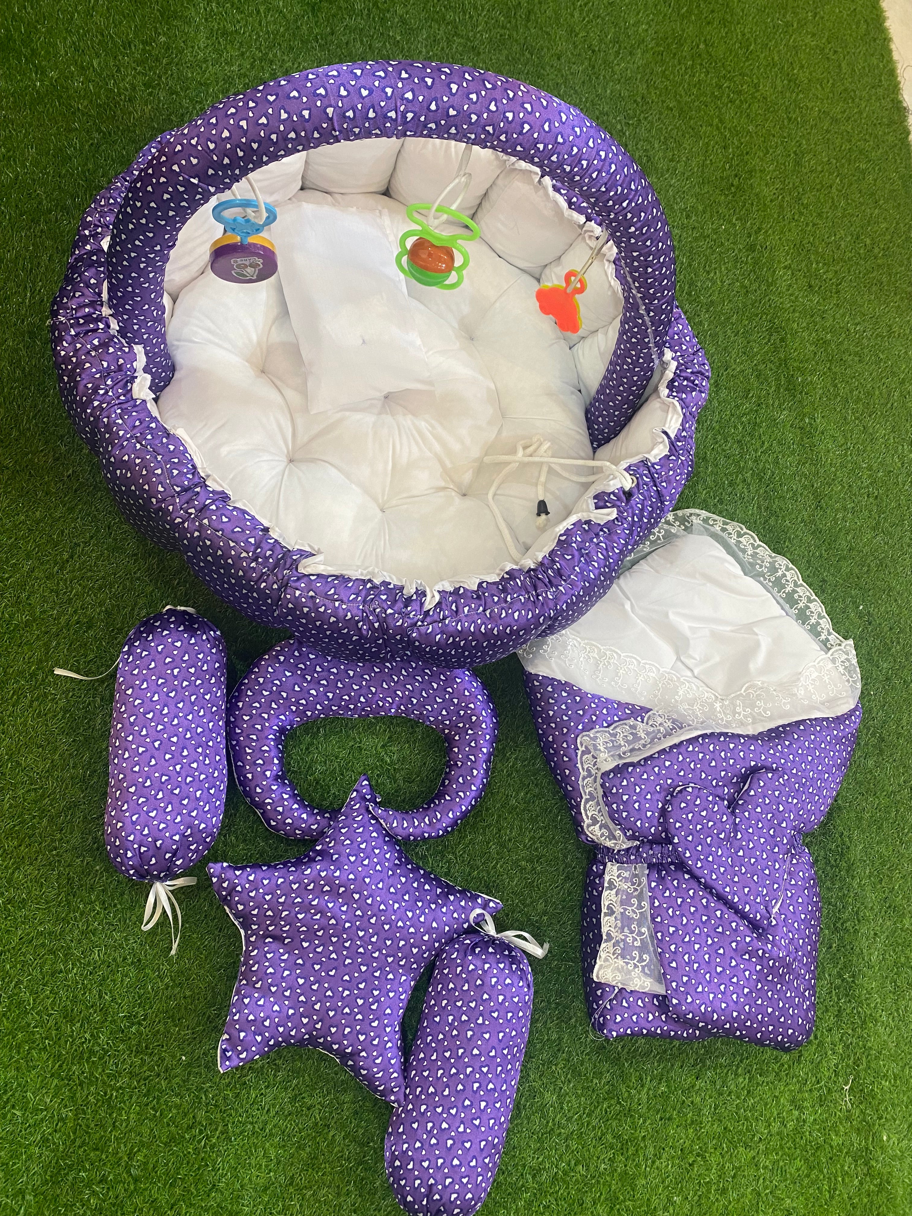 11pcs silk bed set round for 0 to 12 months newborn baby