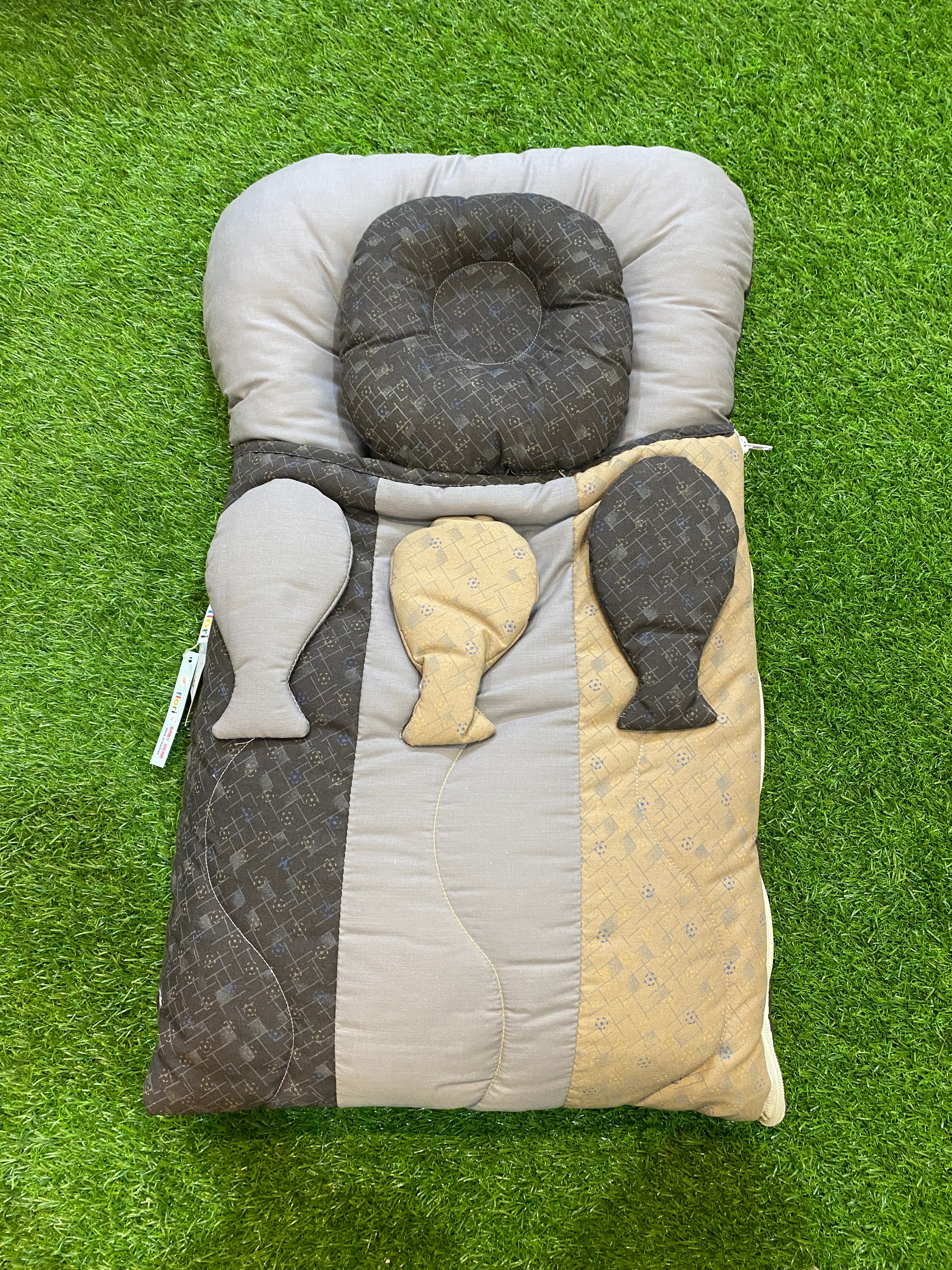 Newborn Baby Carry Nest with Pillow – Soft & Cozy Fish Design Sleeping Bag