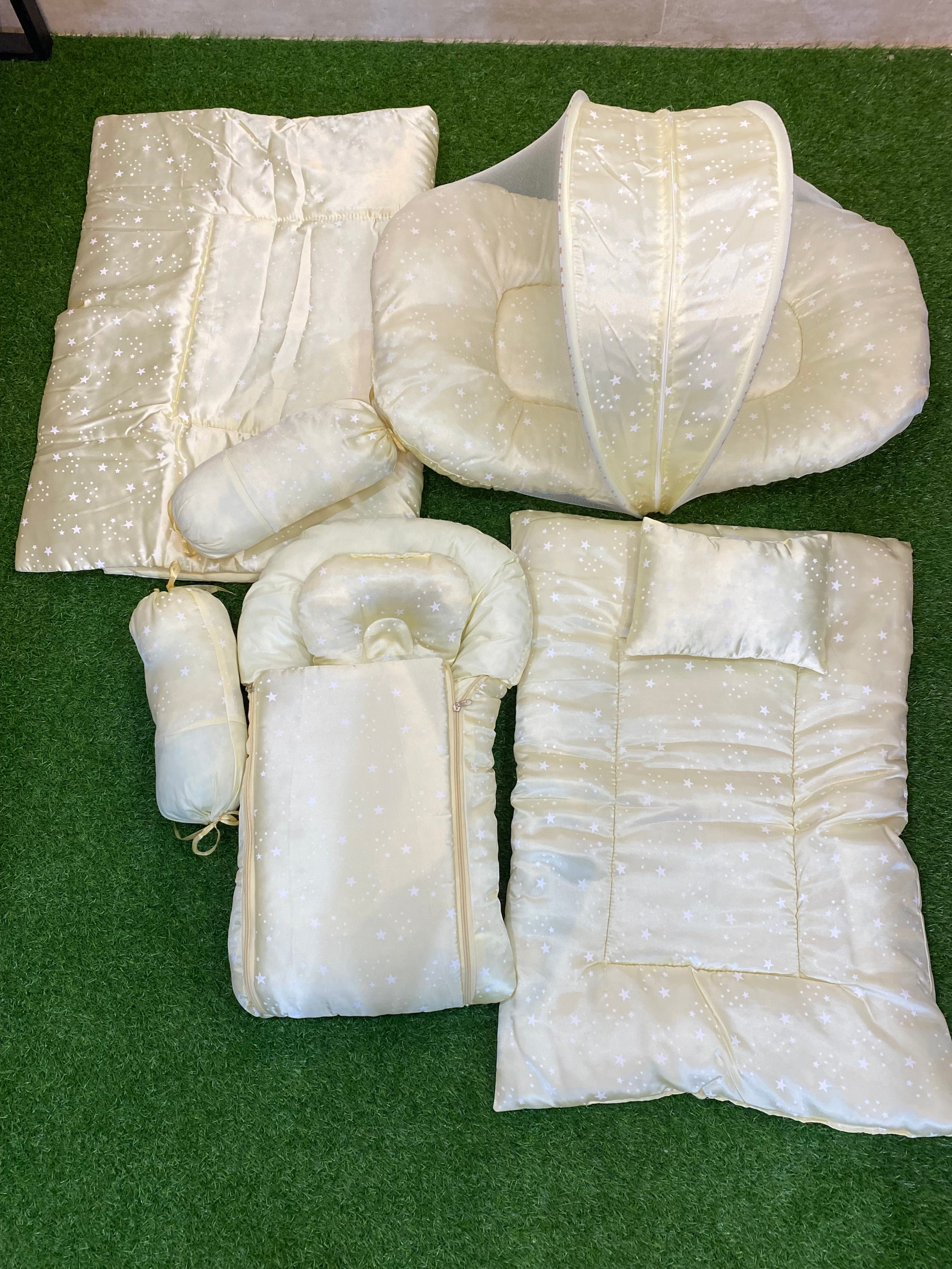 8pcs newborn baby silk bed set for 0 to 8 months washable