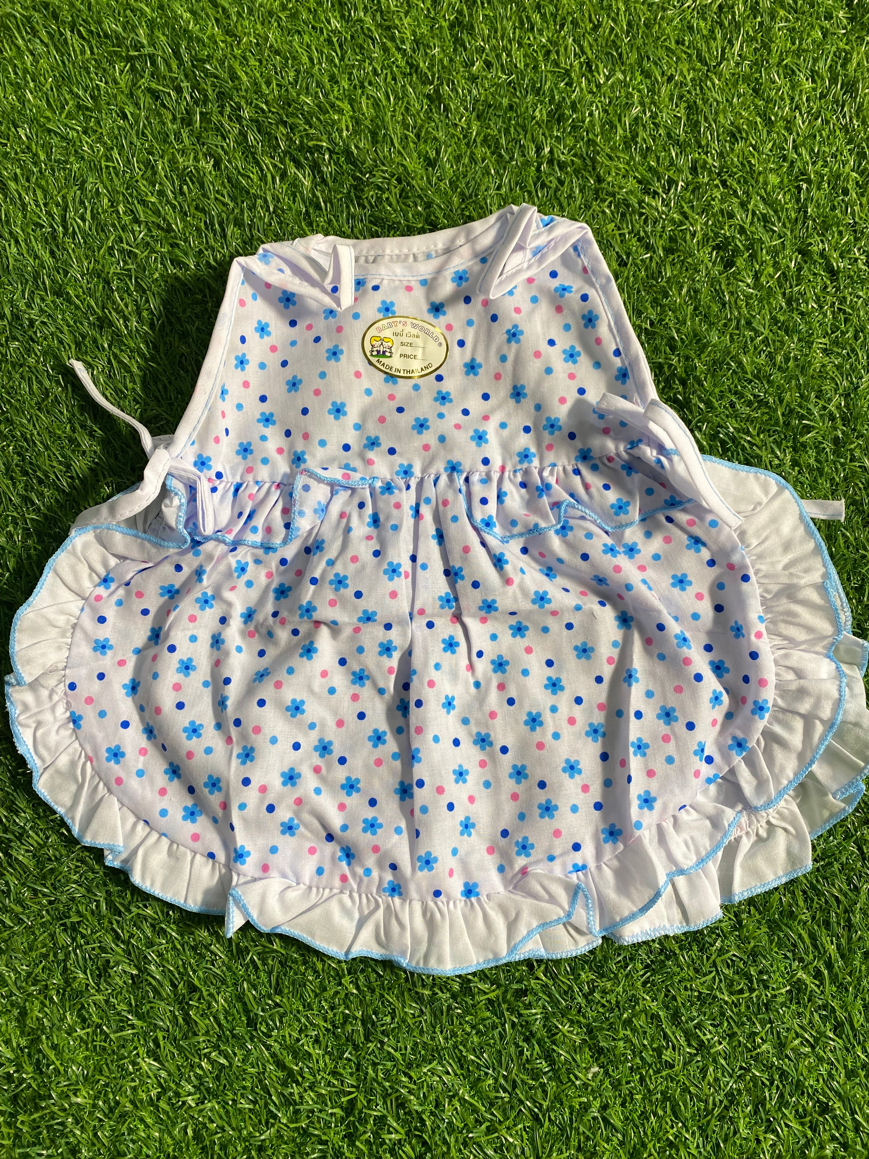 Cute Baby Girl Frock – Pink & White Frill Dress with Floral Embroidery and more designs