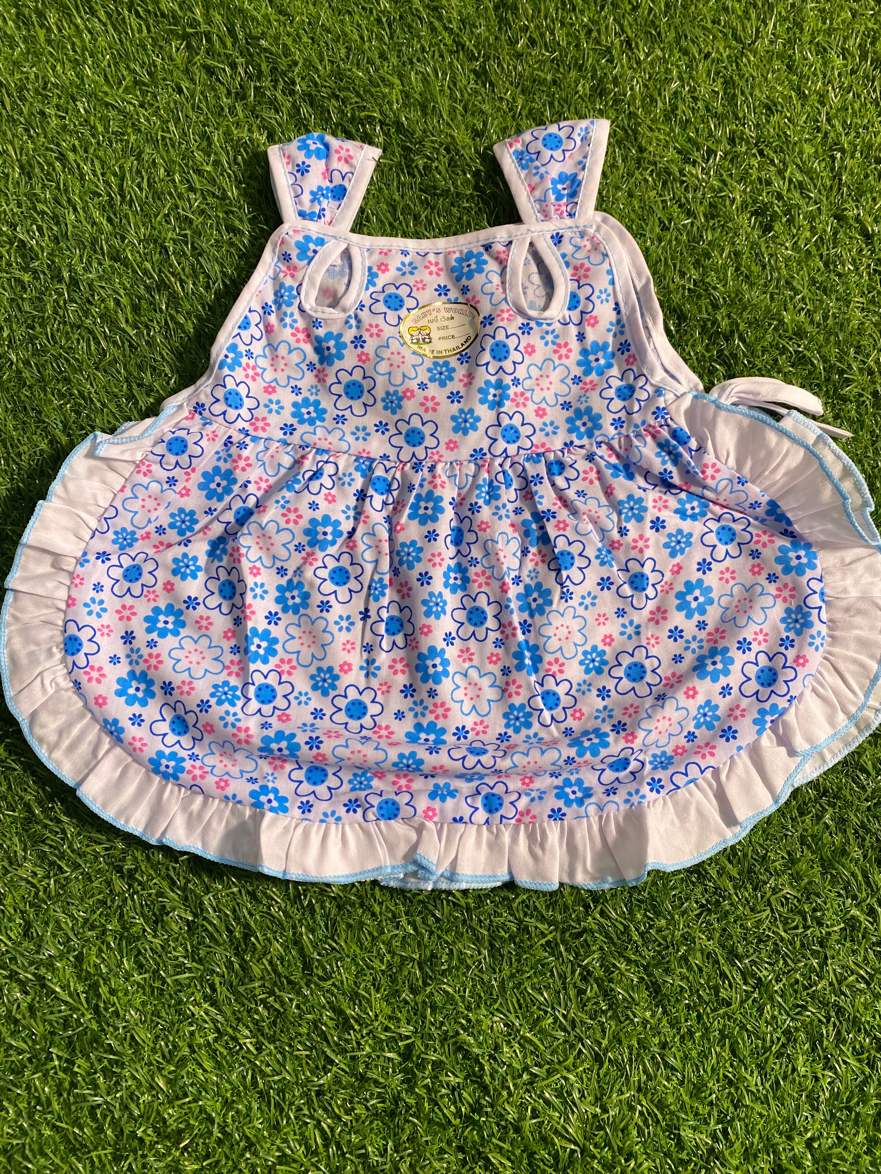 Cute Baby Girl Frock – Pink & White Frill Dress with Floral Embroidery and more designs