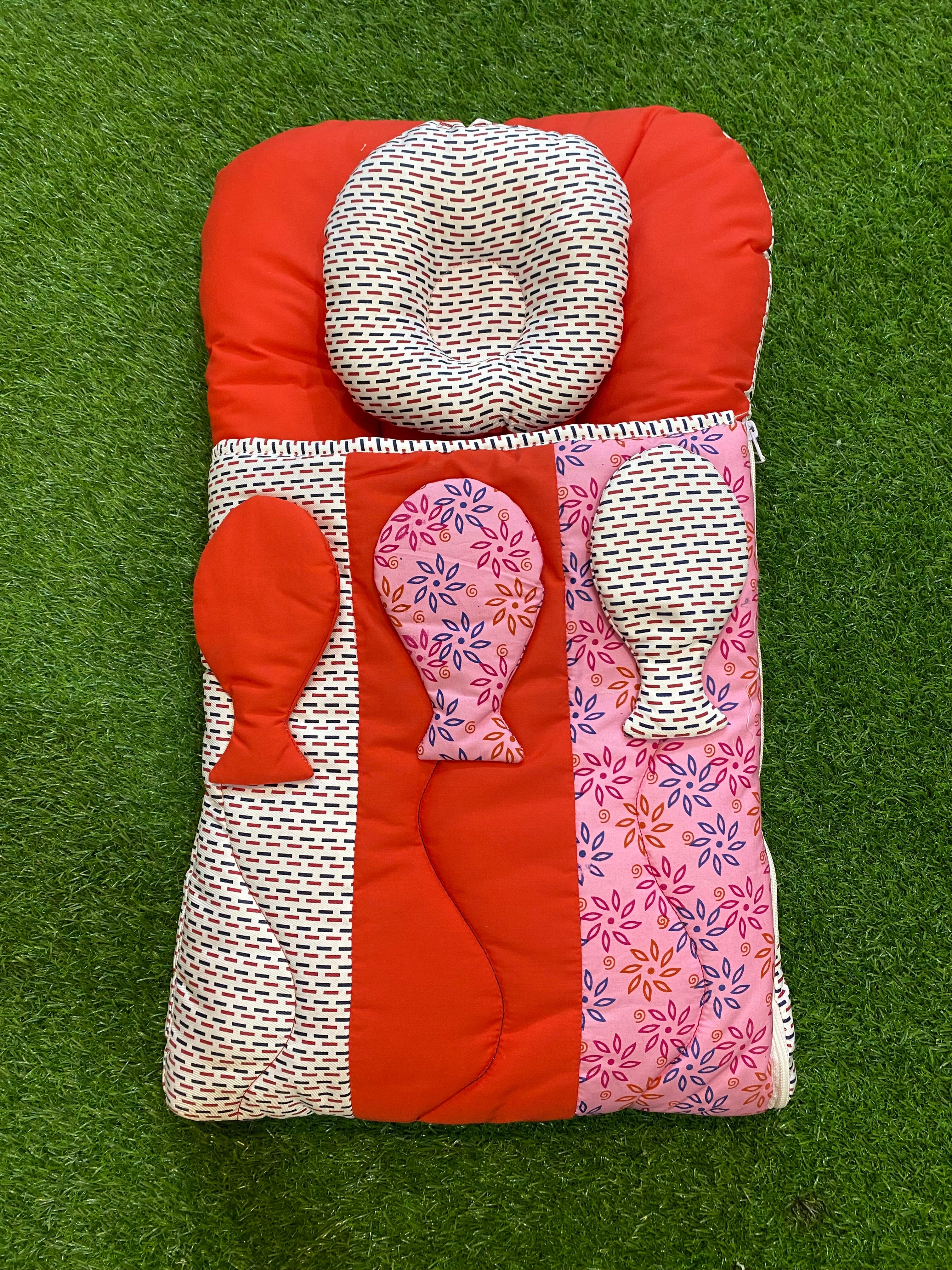 Newborn Baby Carry Nest with Pillow – Soft & Cozy Fish Design Sleeping Bag