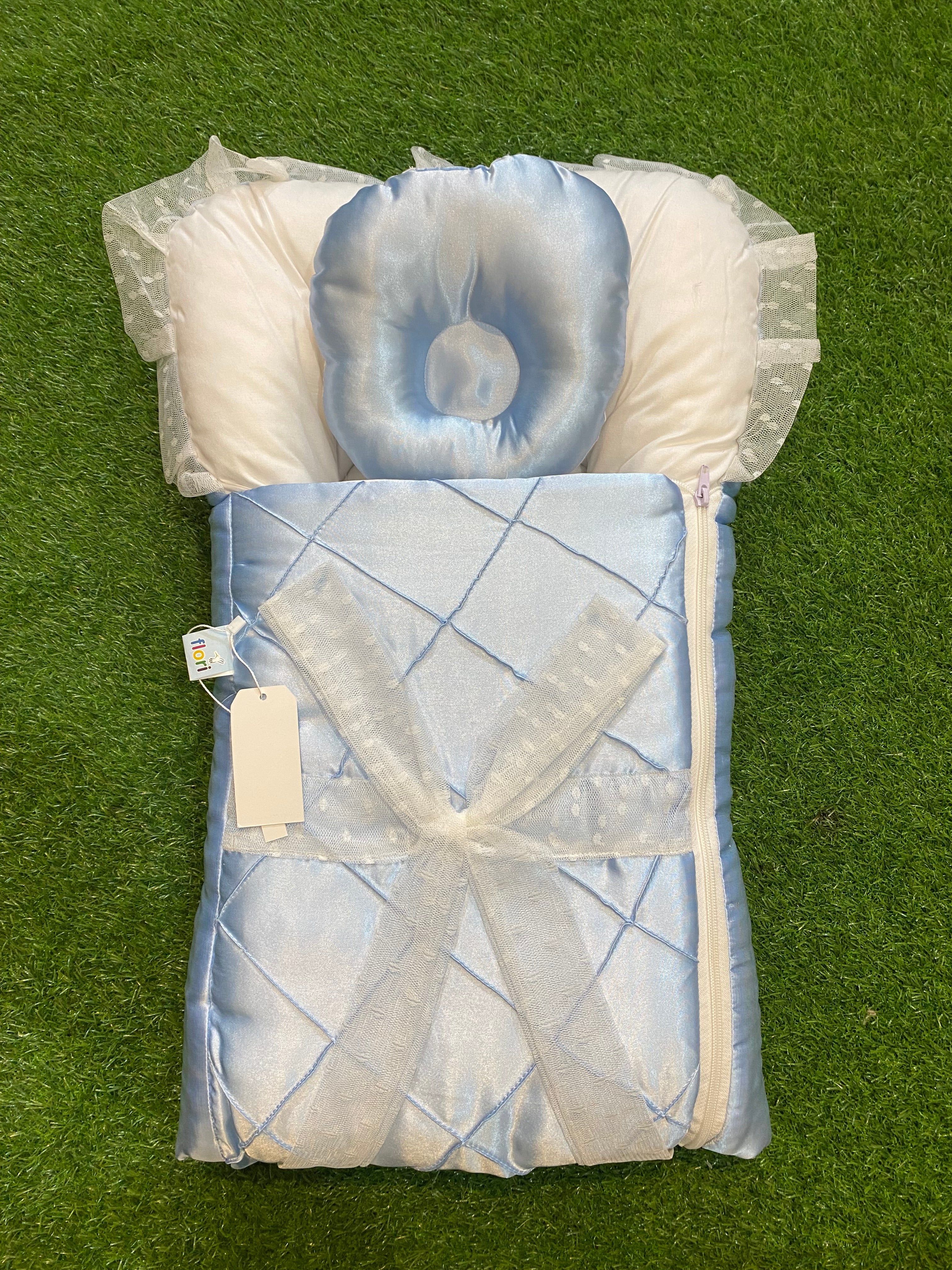 Newborn Baby Carry Nest – Soft, Cozy & Beautiful Large Bow Design with Net on Head Sleeping Bed
