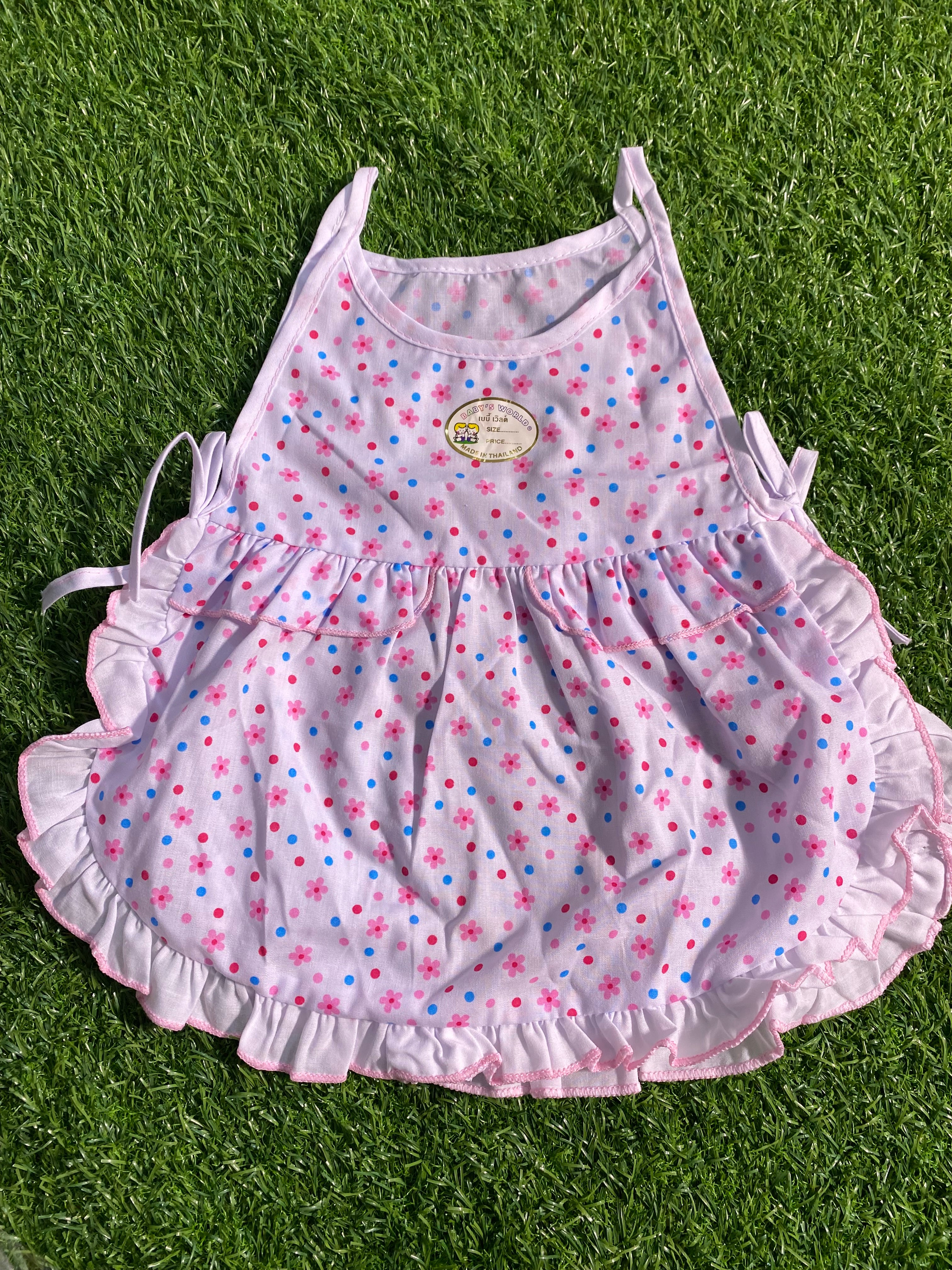 Cute Baby Girl Frock – Pink & White Frill Dress with Floral Embroidery and more designs