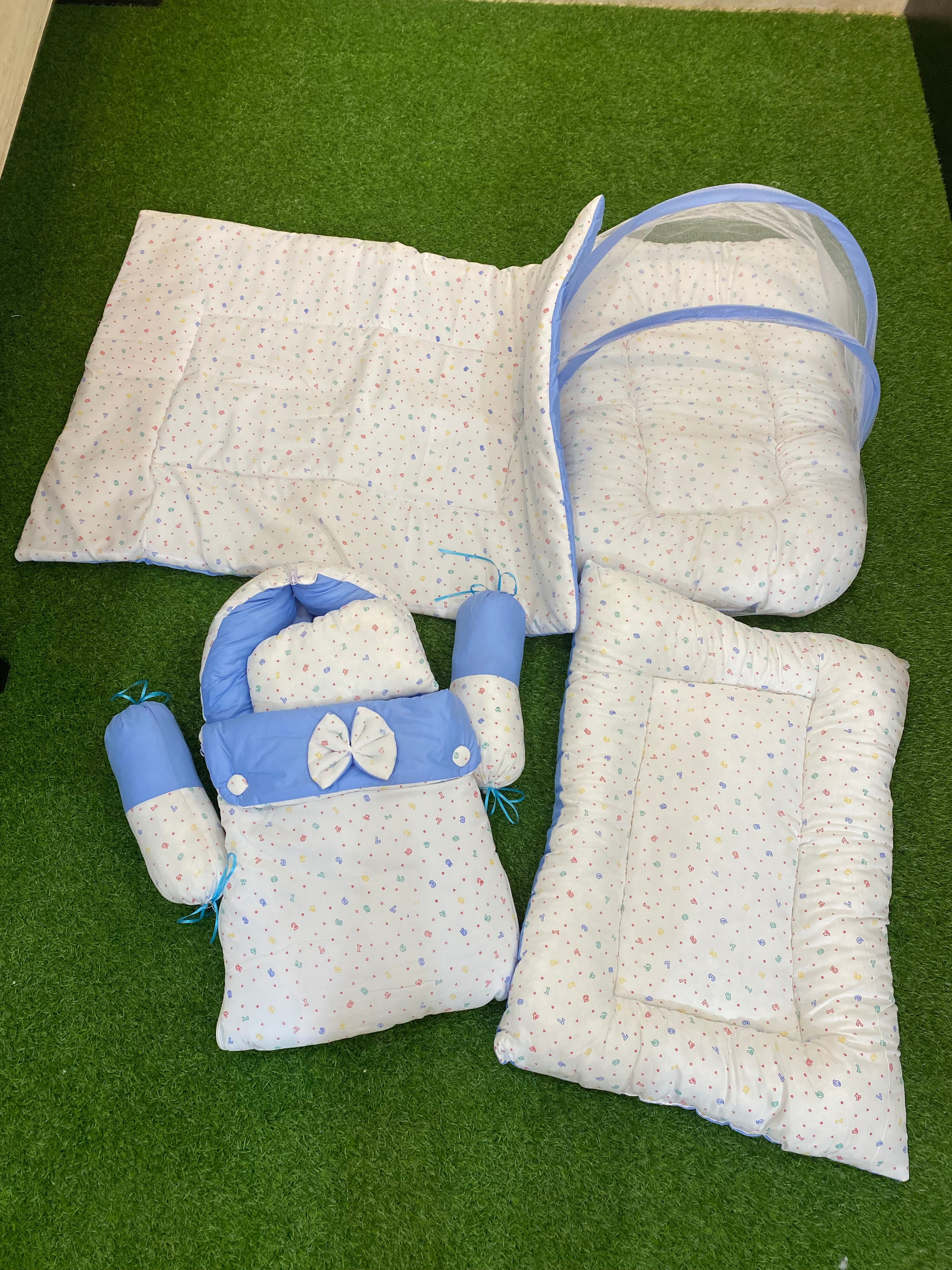 8pcs newborn baby silk bed set for 0 to 8 months washable