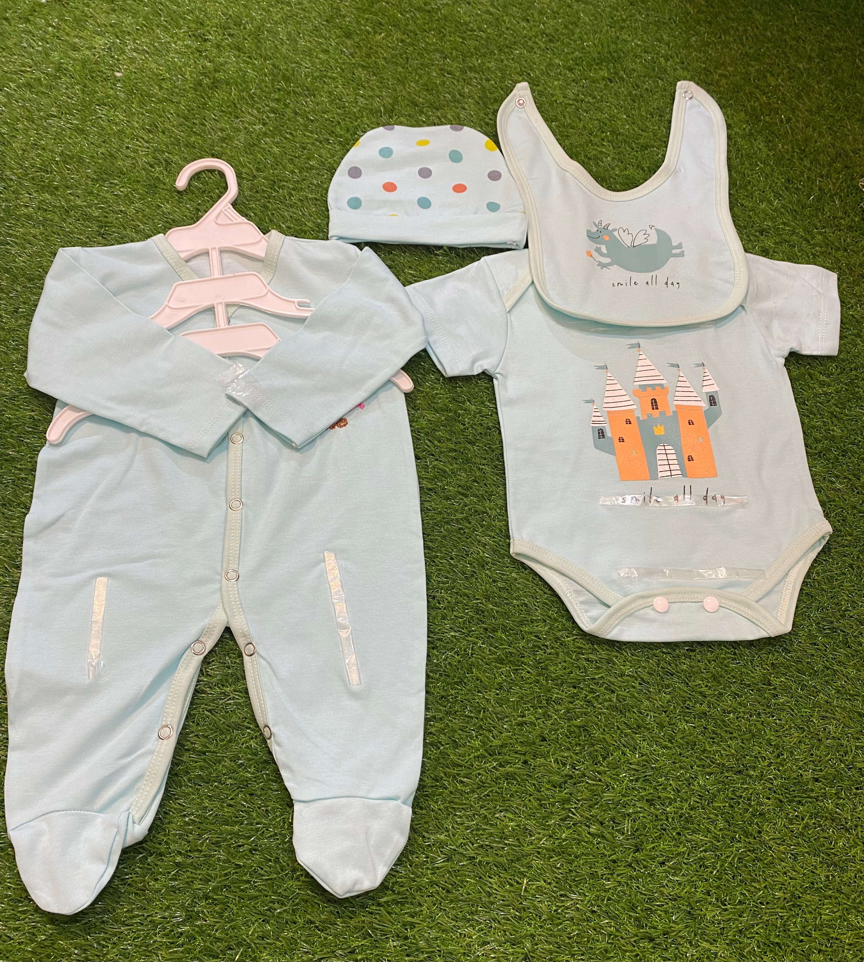🍼 Adorable “Smile All Day” Baby Romper Set 💙