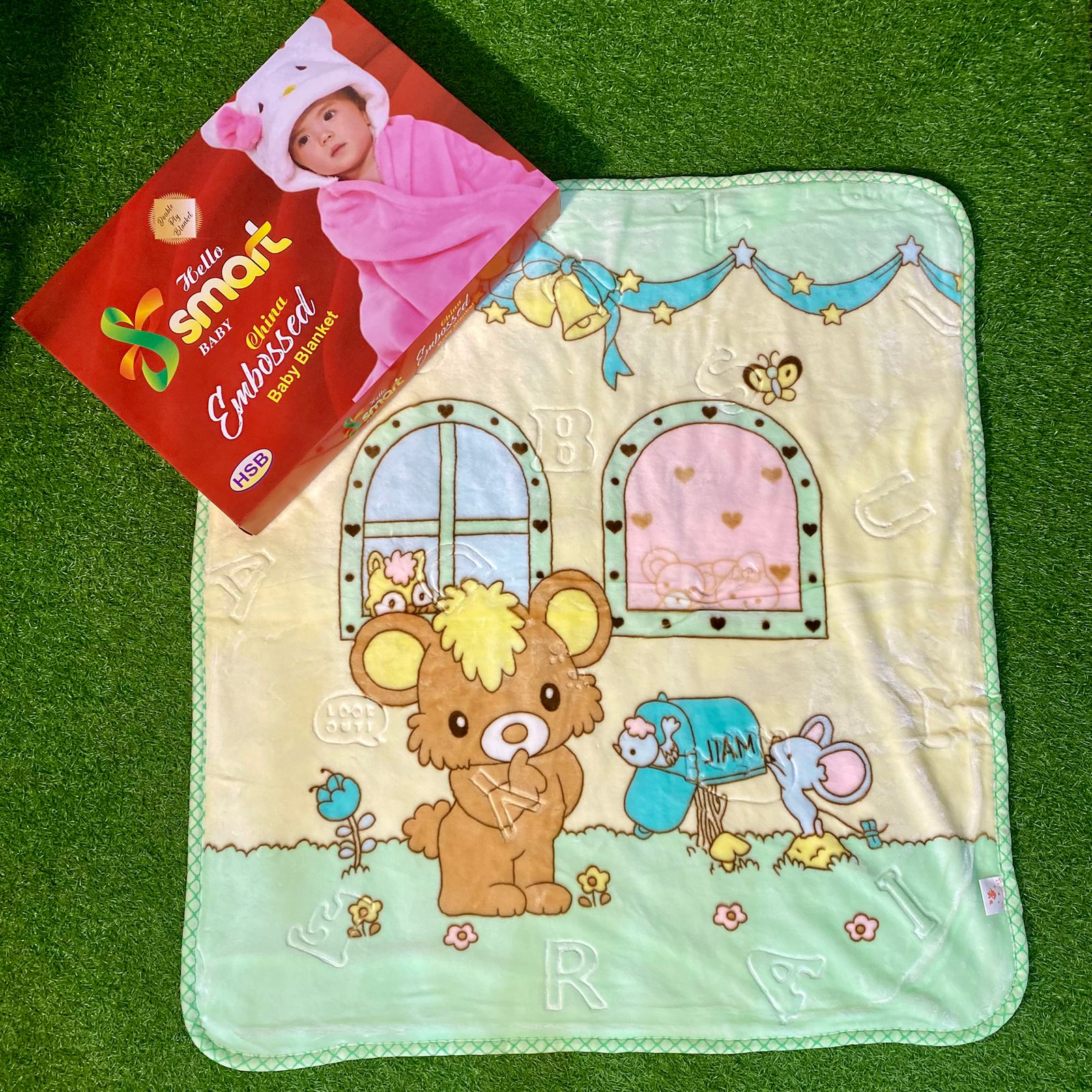 Hello Smart Double Layer Imported Baby Blanket – Premium Quality, Embossed, Ultra-Soft & Warm (Red, Cartoon Design)