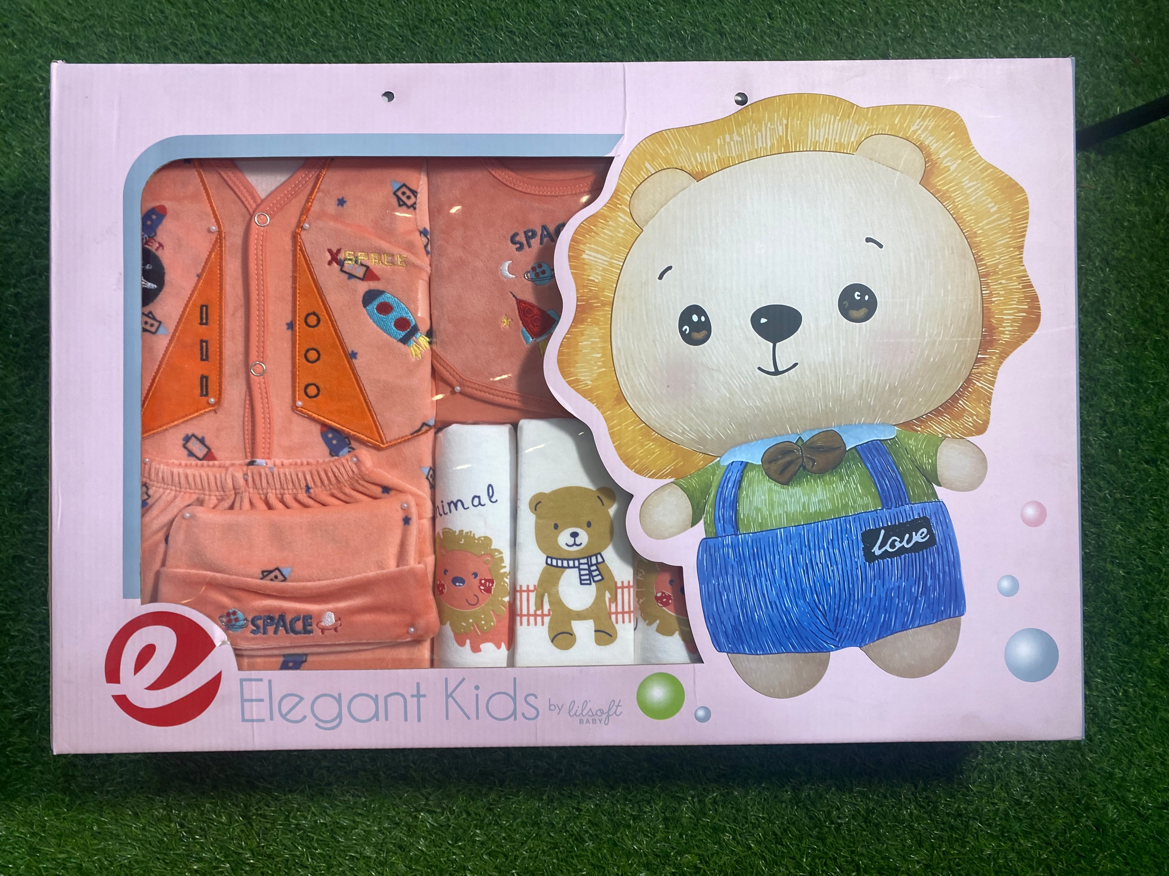 Elegant Kids 11-Piece Baby Gift Box Set - Soft Cotton Pajama Set with Space and Animal Print, Perfect for Newborns