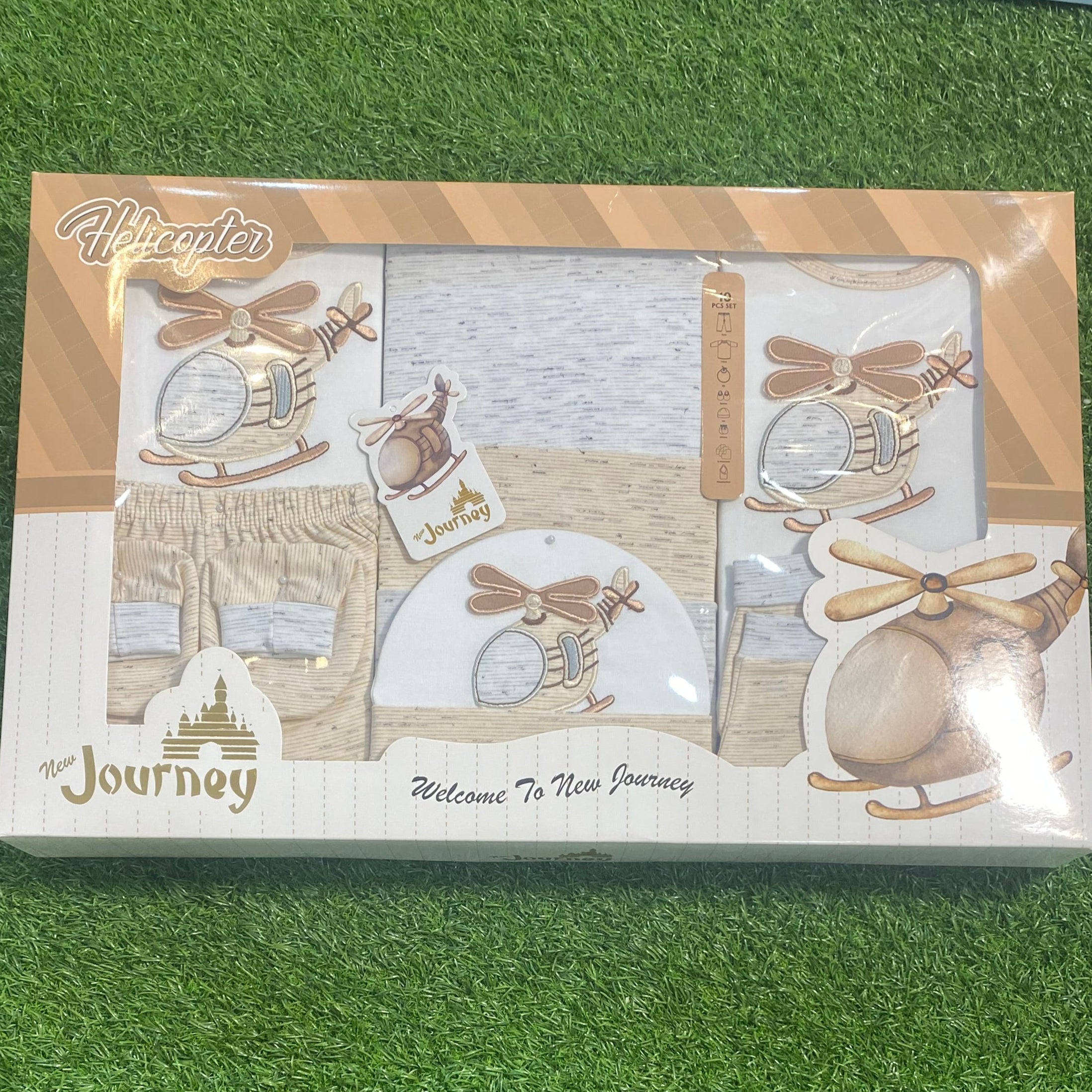 Journey Helicopter Baby Clothing Gift Set - Little Cowboy Theme 6-Piece Gift Box Set, Soft and Breathable Cotton for Newborns