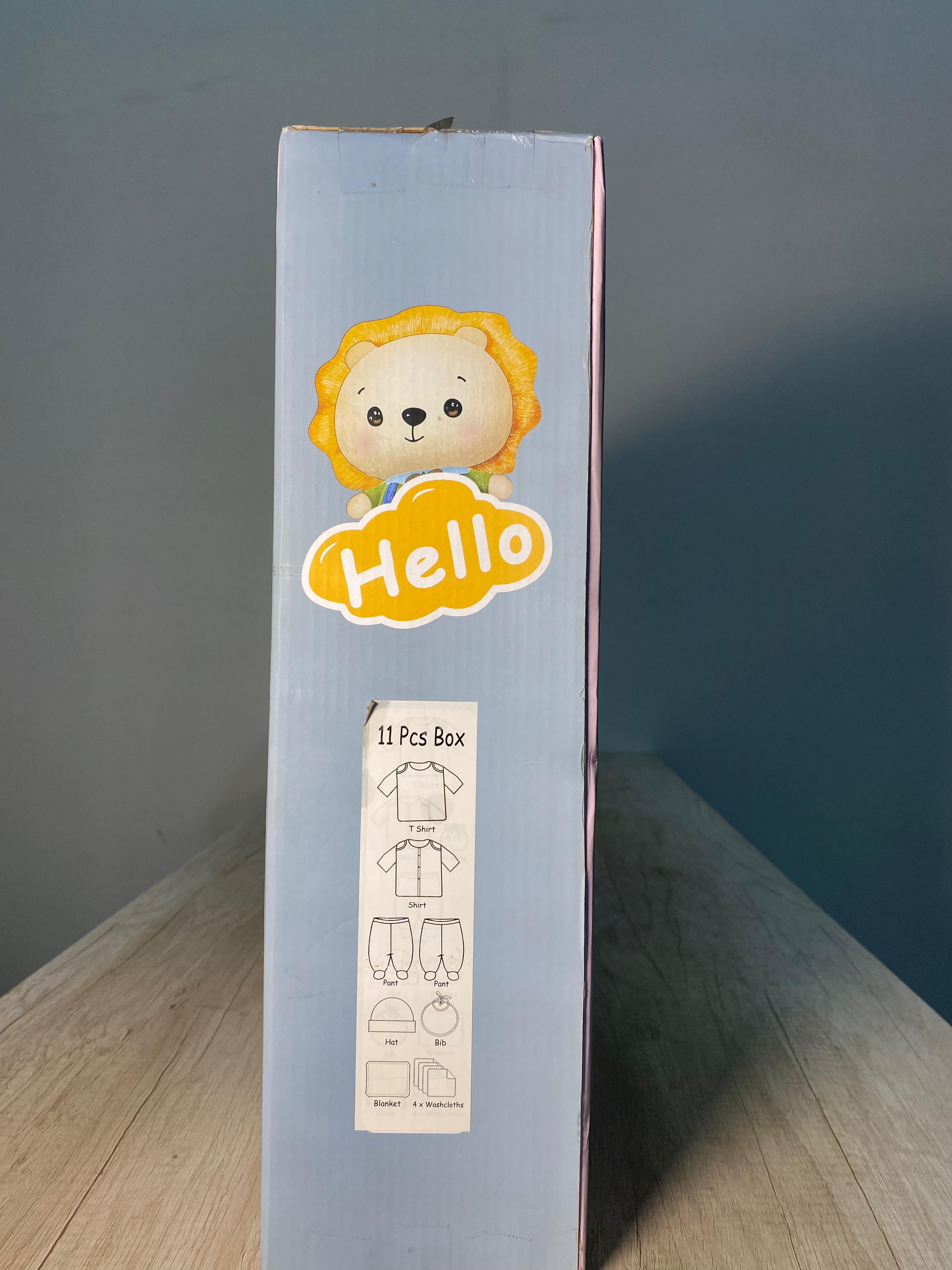 Elegant Kids 11-Piece Baby Gift Box Set - Soft Cotton Pajama Set with Space and Animal Print, Perfect for Newborns