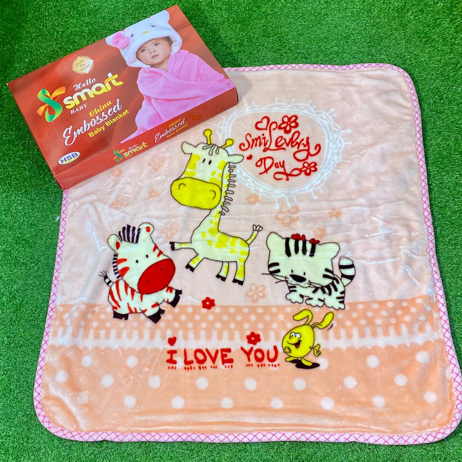 Hello Smart Double Layer Imported Baby Blanket – Premium Quality, Embossed, Ultra-Soft & Warm (Red, Cartoon Design)