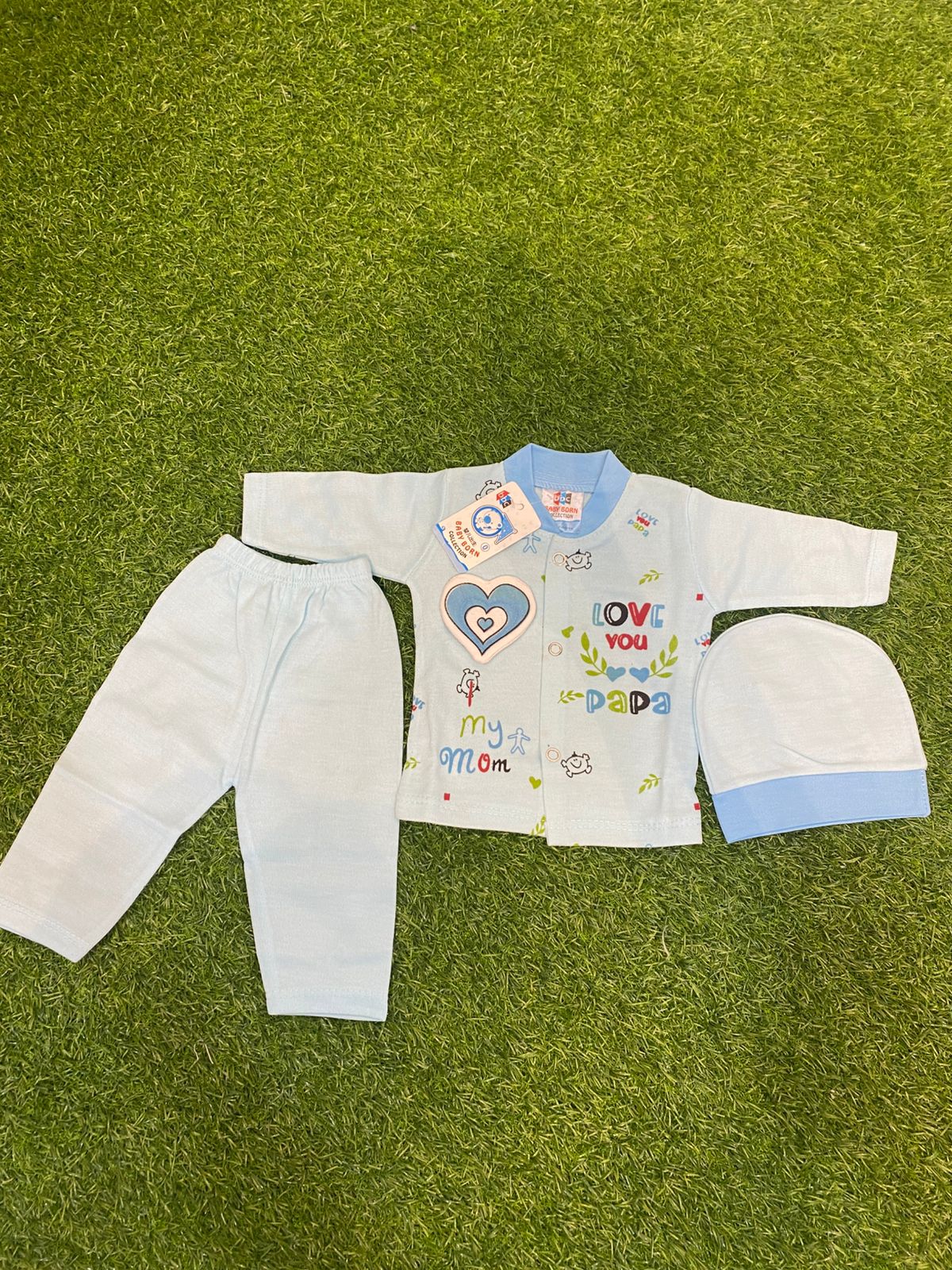 Newborn Baby 0 to 3months Boy Boat-Themed Outfit Set with Hat - Toddler Shirt, Pants & Beanie, Navy Blue & White and multiple colors