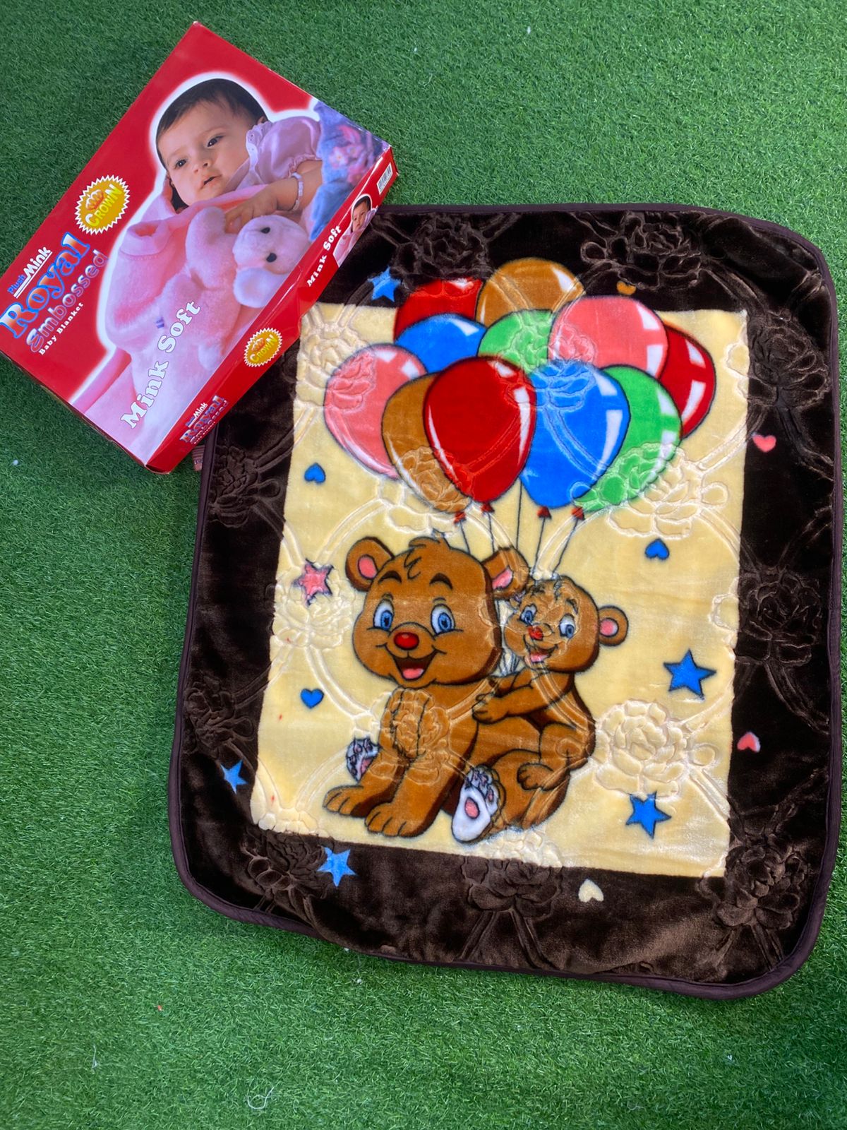Royal Embossed Single Layer Baby Blanket – Soft & Cozy Plush Mink Blanket for Newborns