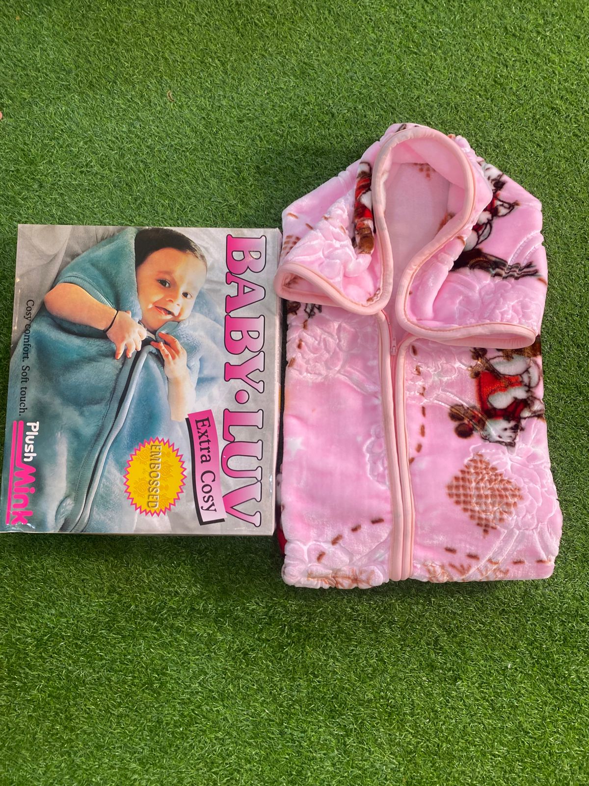 Baby Luv Plush Mink Extra Cozy Baby Hood Blanket with ZIP - Soft and Warm Floral Hooded Blanket for Infants