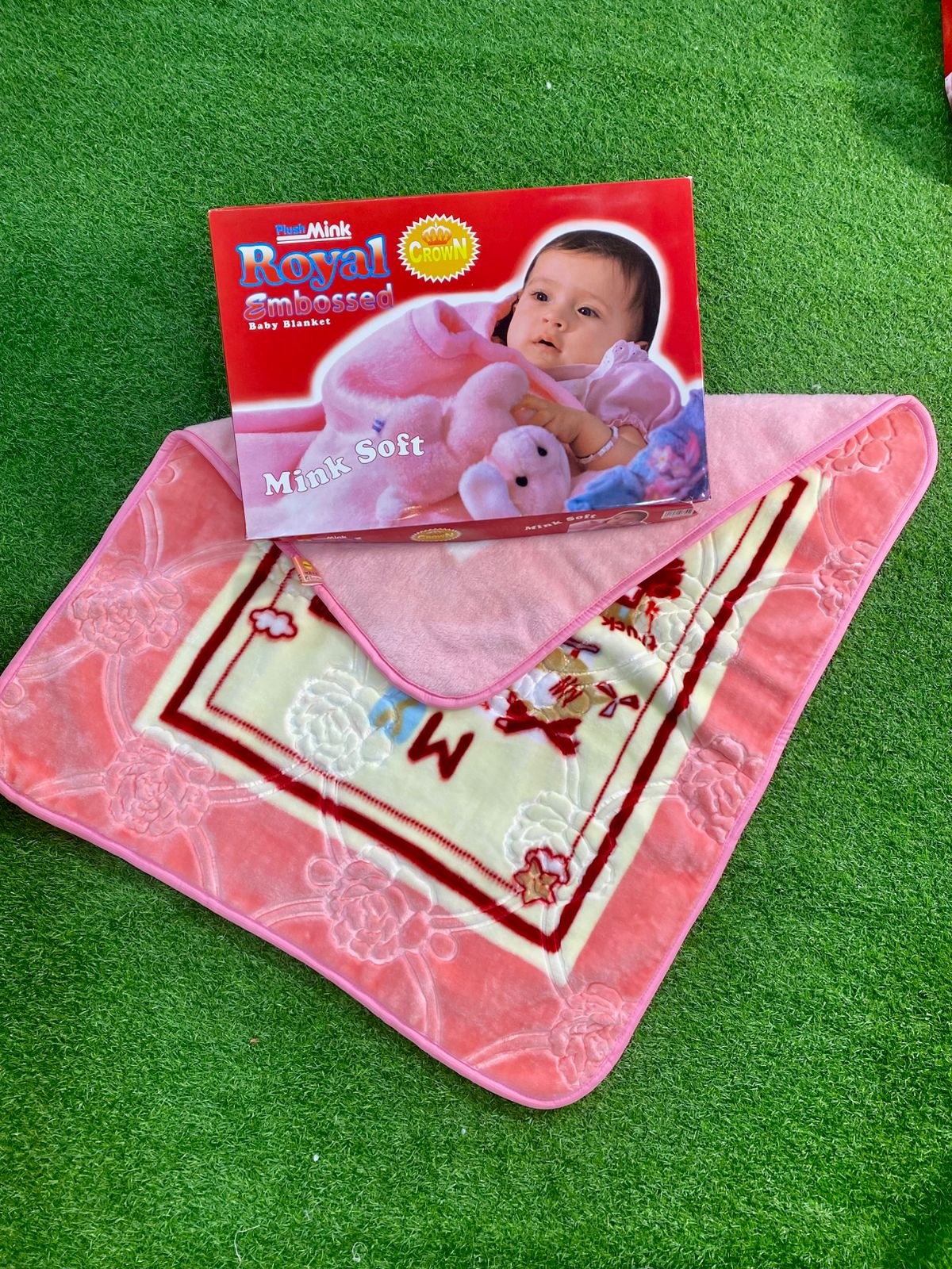 Royal Embossed Single Layer Baby Blanket – Soft & Cozy Plush Mink Blanket for Newborns