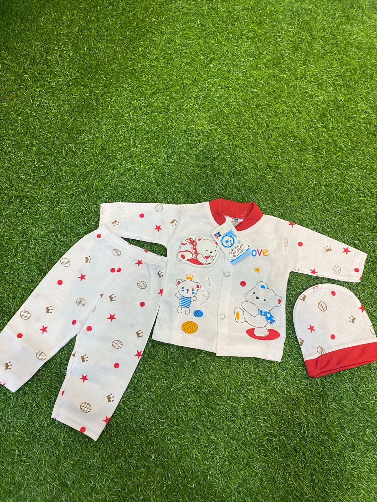 Newborn Baby 0 to 3months Boy Boat-Themed Outfit Set with Hat - Toddler Shirt, Pants & Beanie, Navy Blue & White and multiple colors