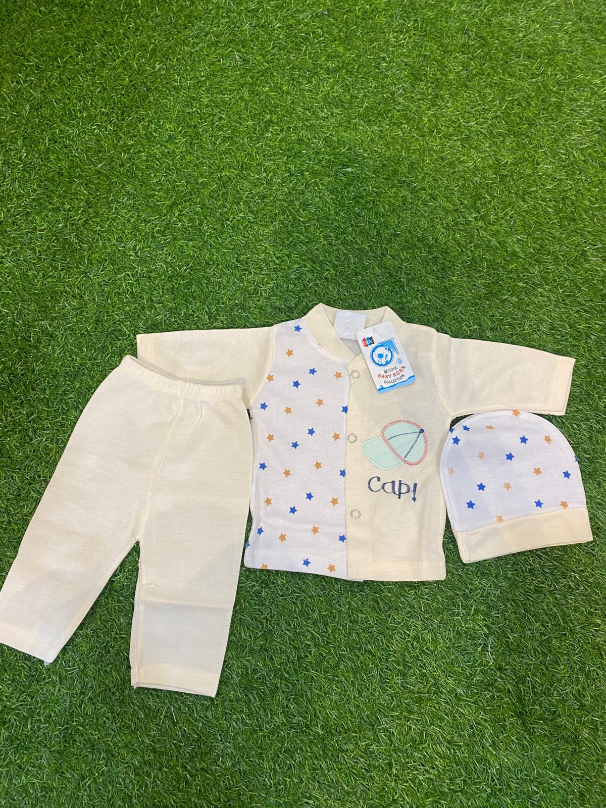 Newborn Baby 0 to 3months Boy Boat-Themed Outfit Set with Hat - Toddler Shirt, Pants & Beanie, Navy Blue & White and multiple colors
